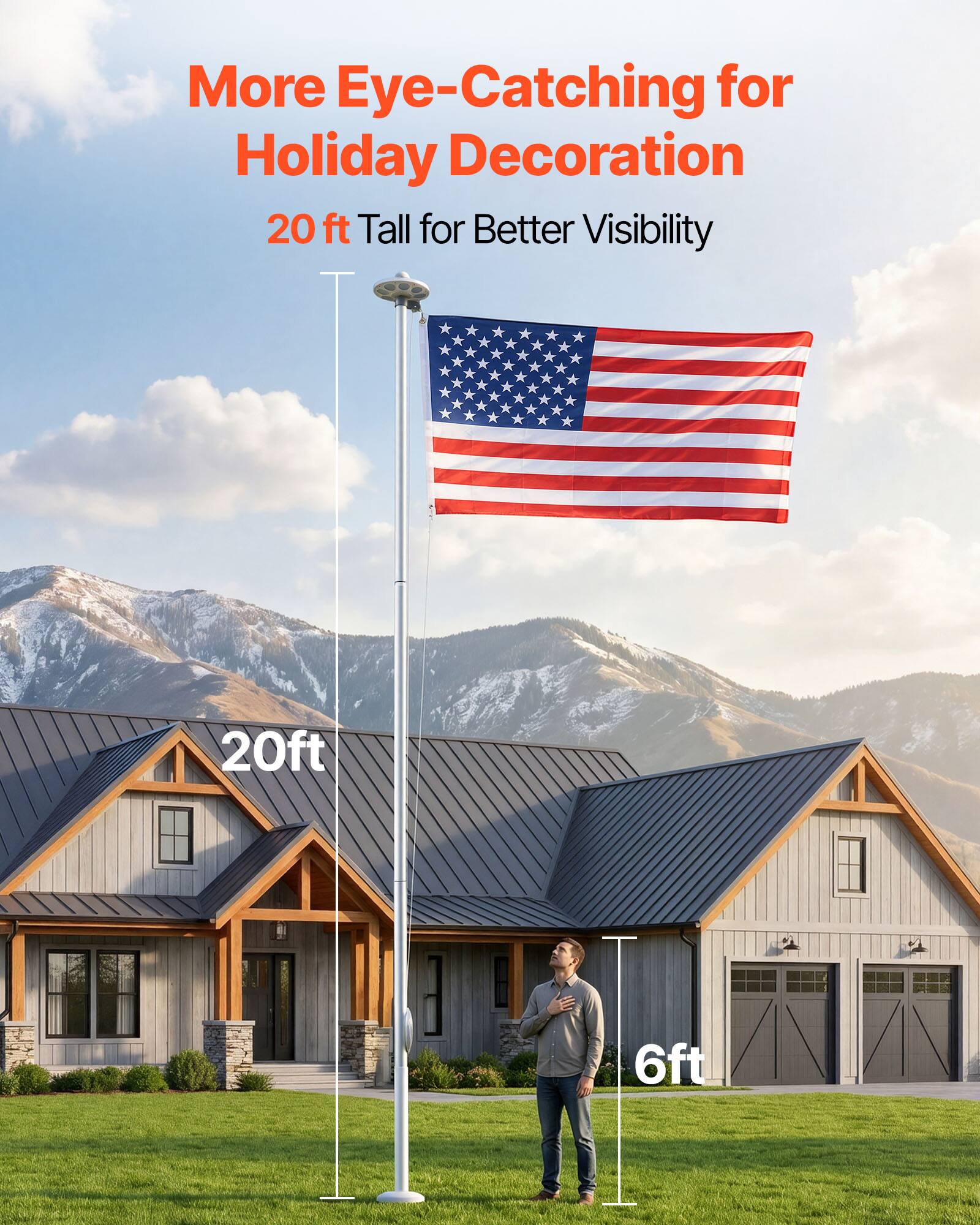 More Eye-Catching for Holiday Decoration  
20 ft Tall for Better Visibility  
20ft  
6ft