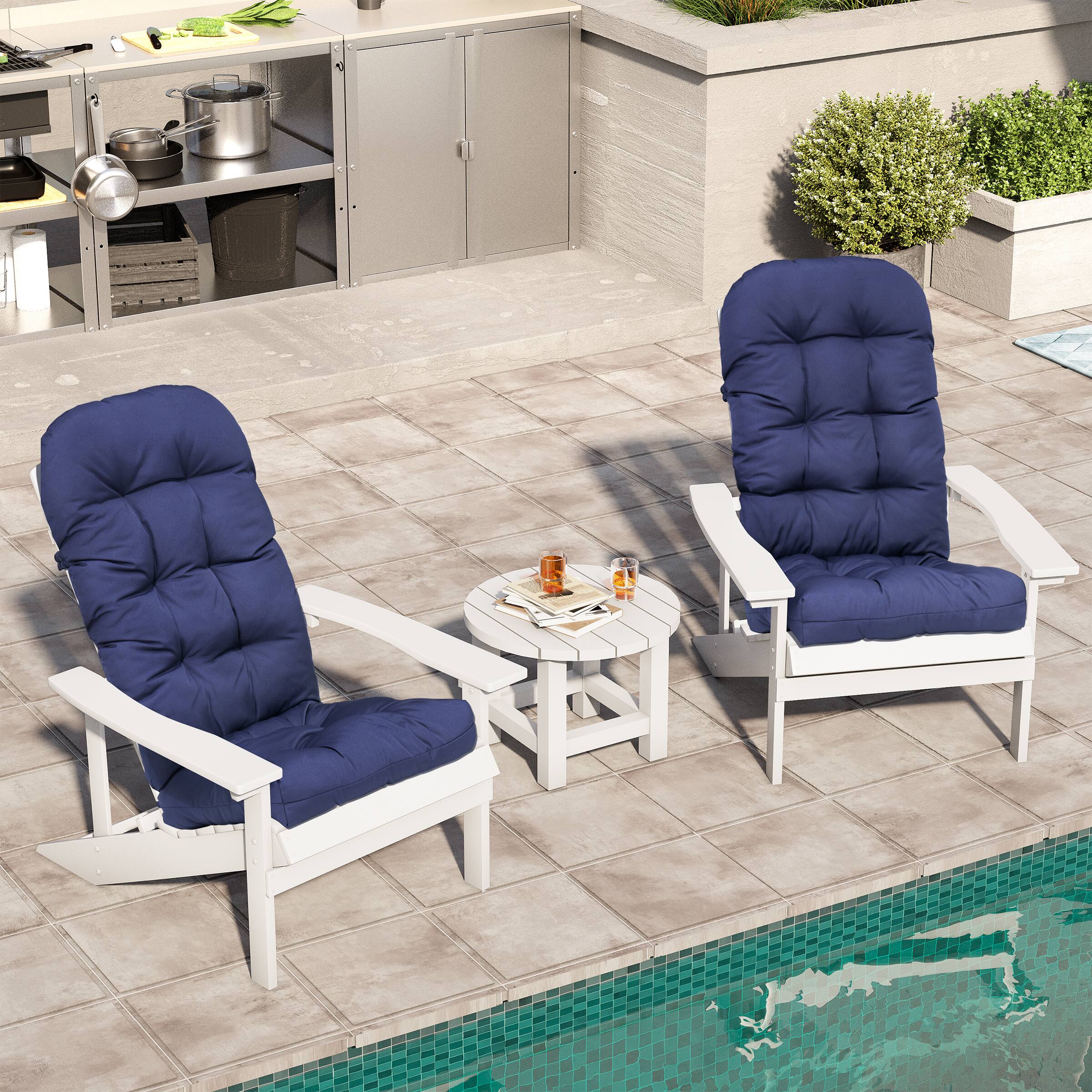 Angle. Crestlive Products - Crestlive Products Outdoor High Back Adirondack Rocking Chair Cushions Set of 2 - Navy.