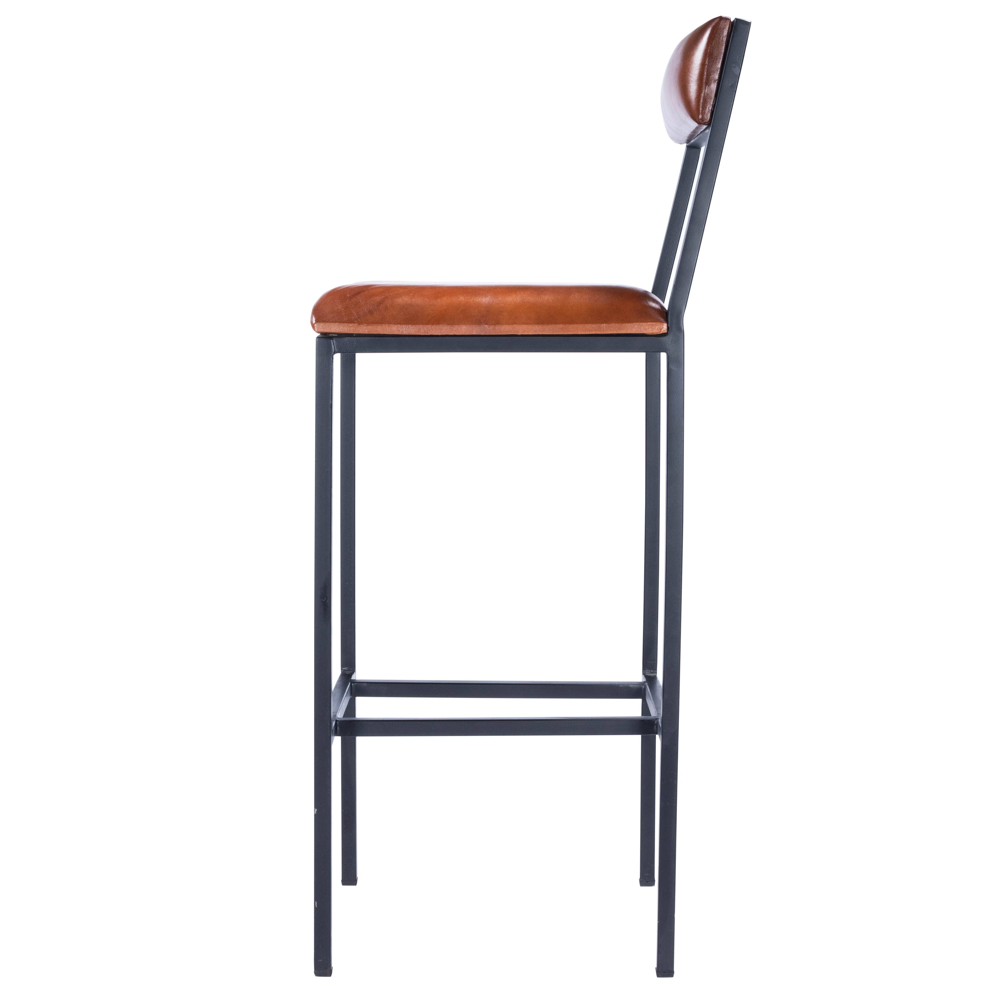 Alt View 3. Butler Specialty - Lazarus 31.5 in. Seat Height Leather and Metal Bar Stool - Medium Brown.