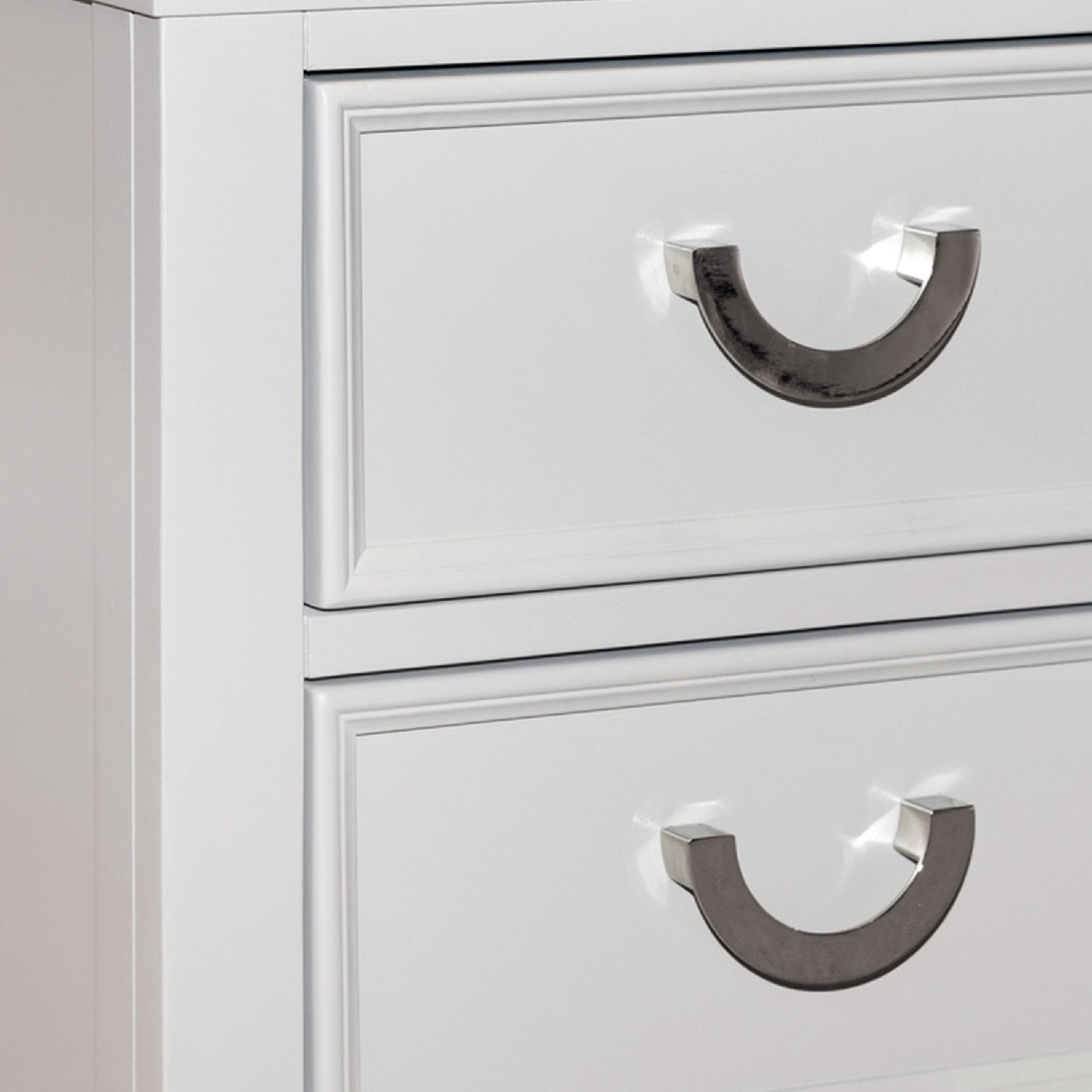 Alt View 1. Manhattan Lane - Kiki Nightstand with 2 Drawers, Chrome Metal, White Wood - White.