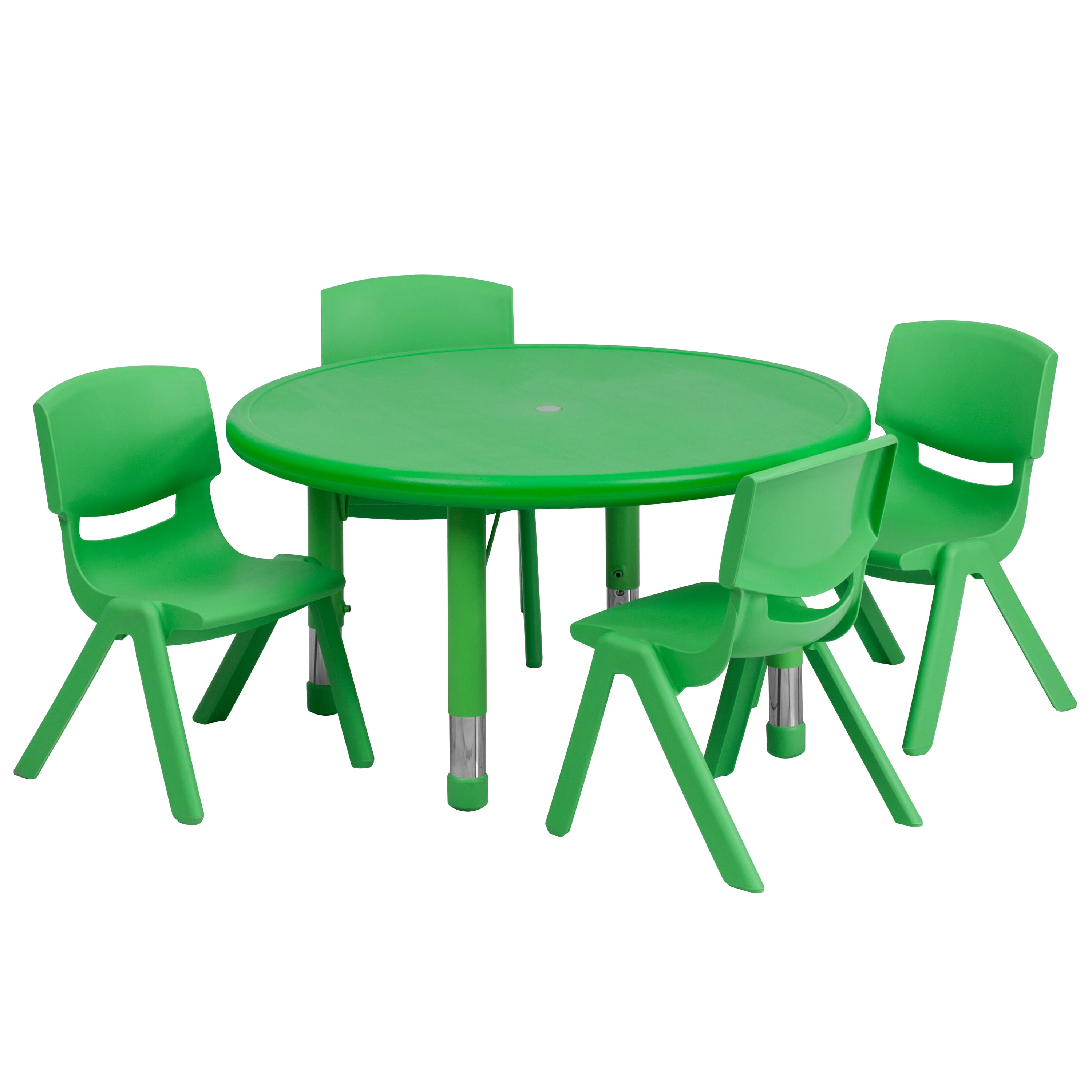 Flash Furniture - Emmy 33'' Round Plastic Height Adjustable Activity Table Set with 4 Chairs - Green price history on PriceWatchPro
