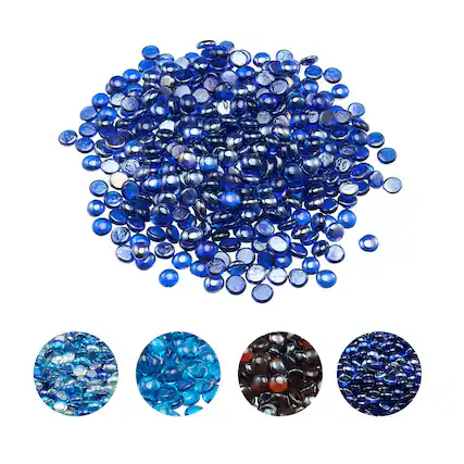 Front. VEVOR - Fire Glass, 20LBS / 9KG High-Temperature Resistant Fireplace Rocks, 3/4-Inch / 19.05 mm Reflective & Smokeless Glass - Cobalt Blue.