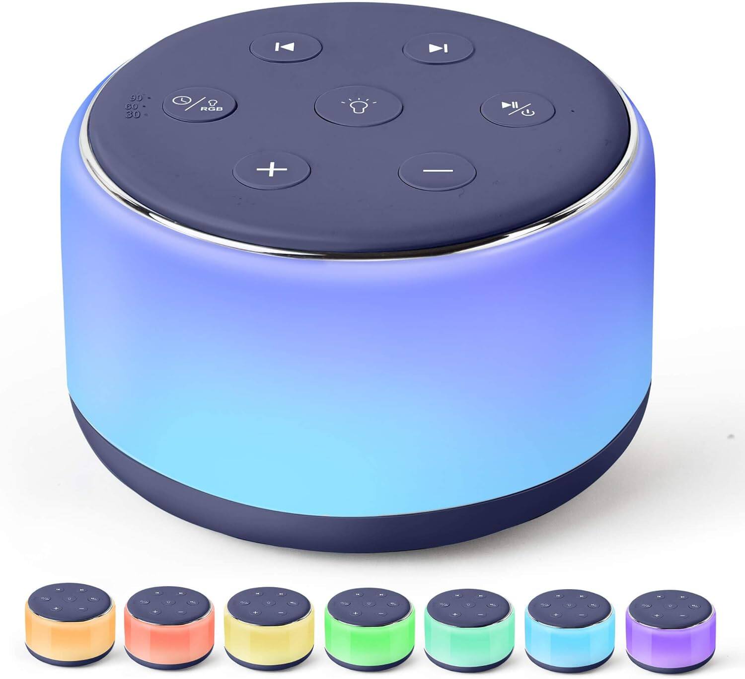 Front. FINEAK - White Noise Sound Machine Baby for Sleeping with Night Light 34 Soothing Sounds - Blue.