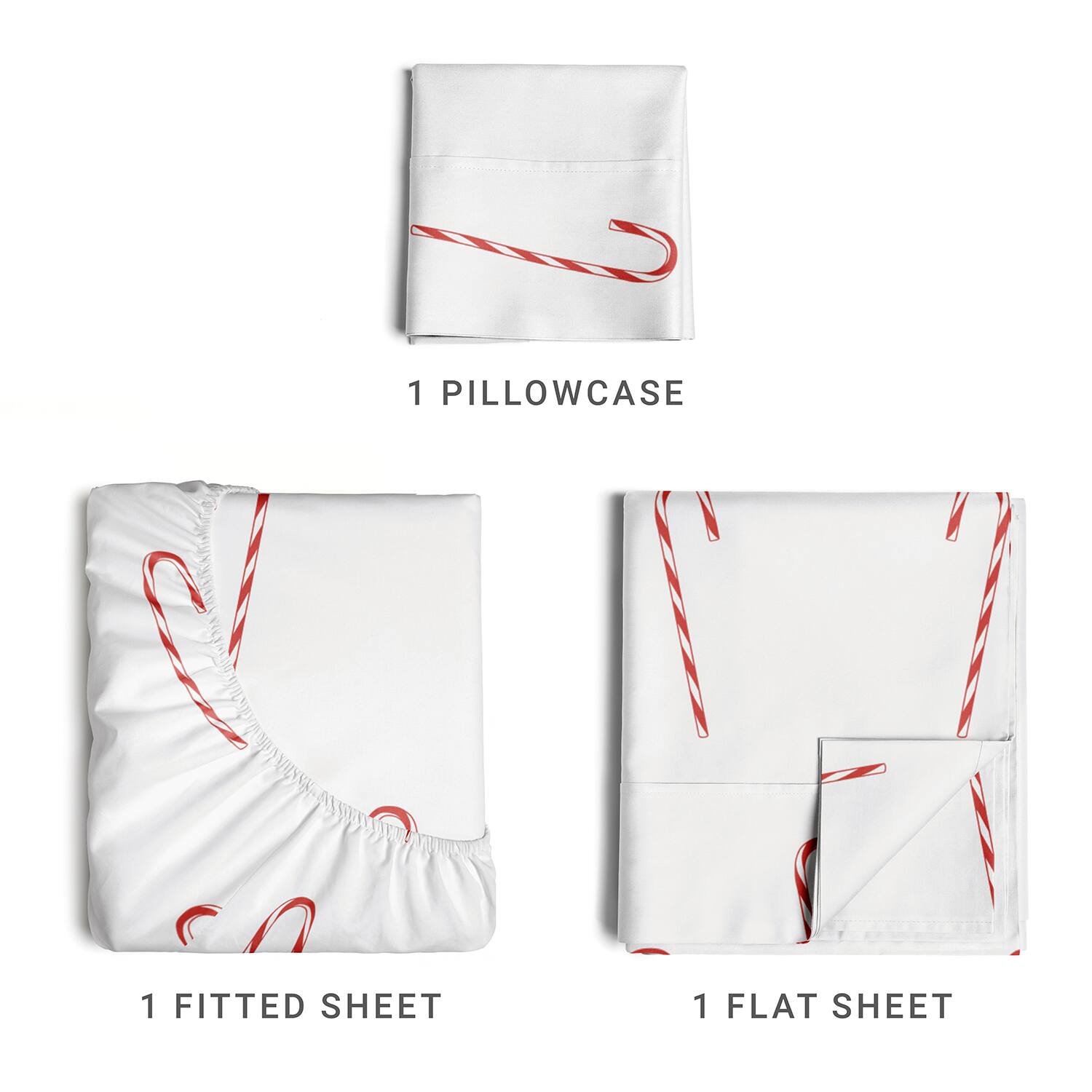 1 PILLOWCASE  
1 FITTED SHEET  
1 FLAT SHEET