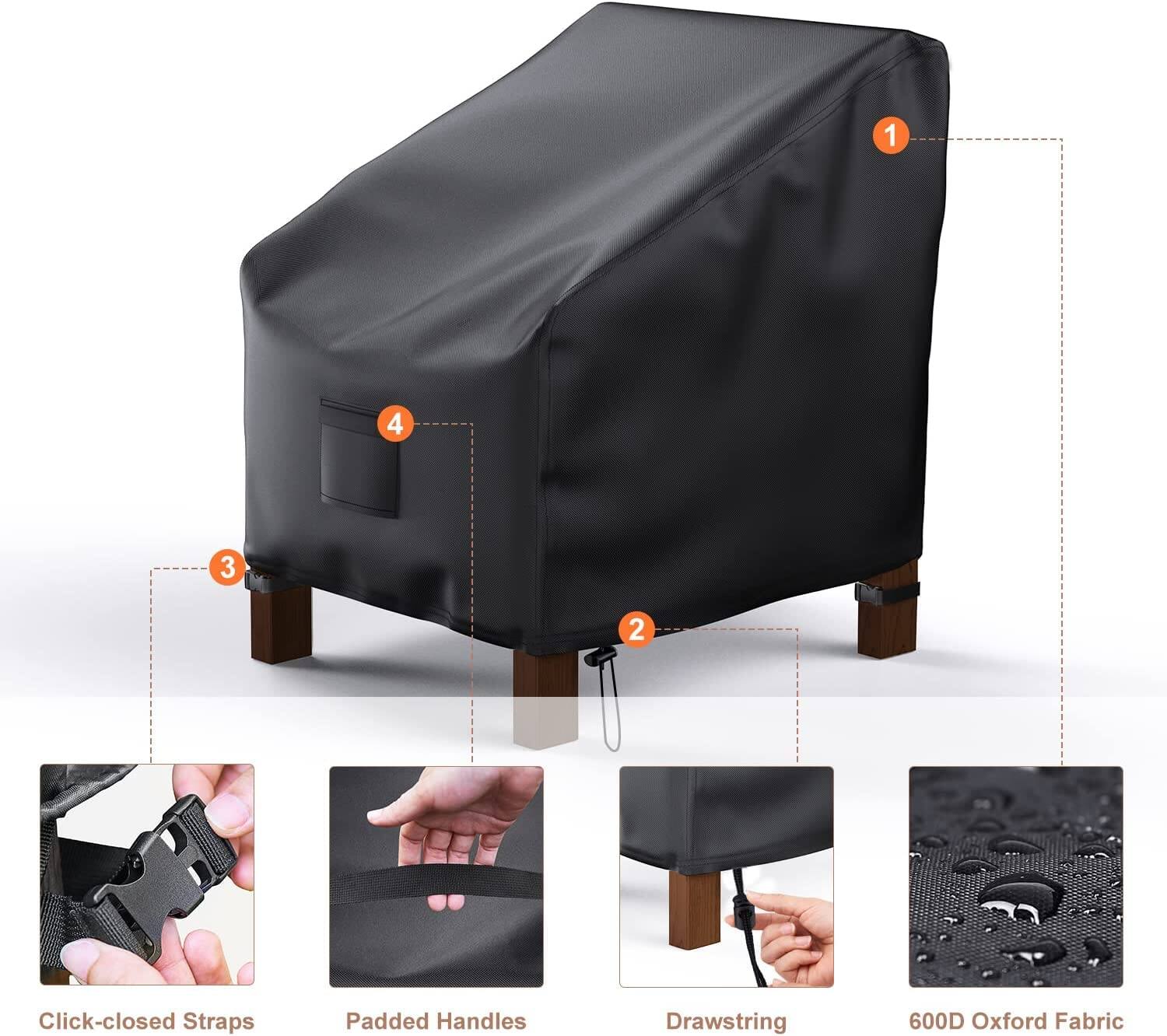 1. Click-closed Straps  
2. Drawstring  
3. Padded Handles  
4. 600D Oxford Fabric