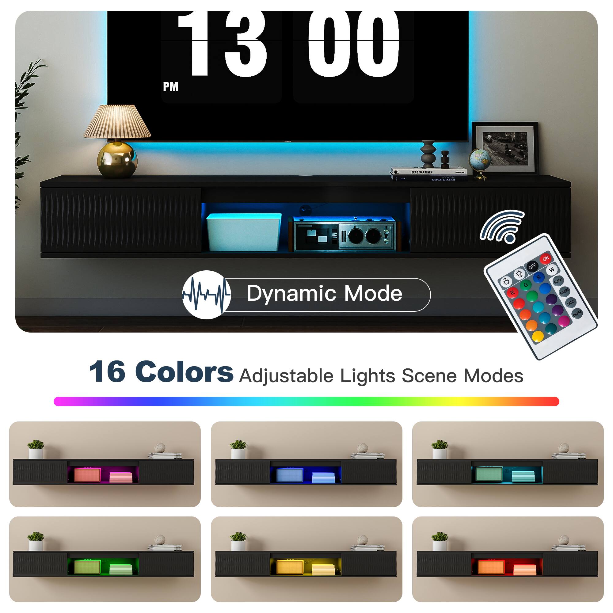 13:00 PM

Dynamic Mode

16 Colors Adjustable Lights Scene Modes