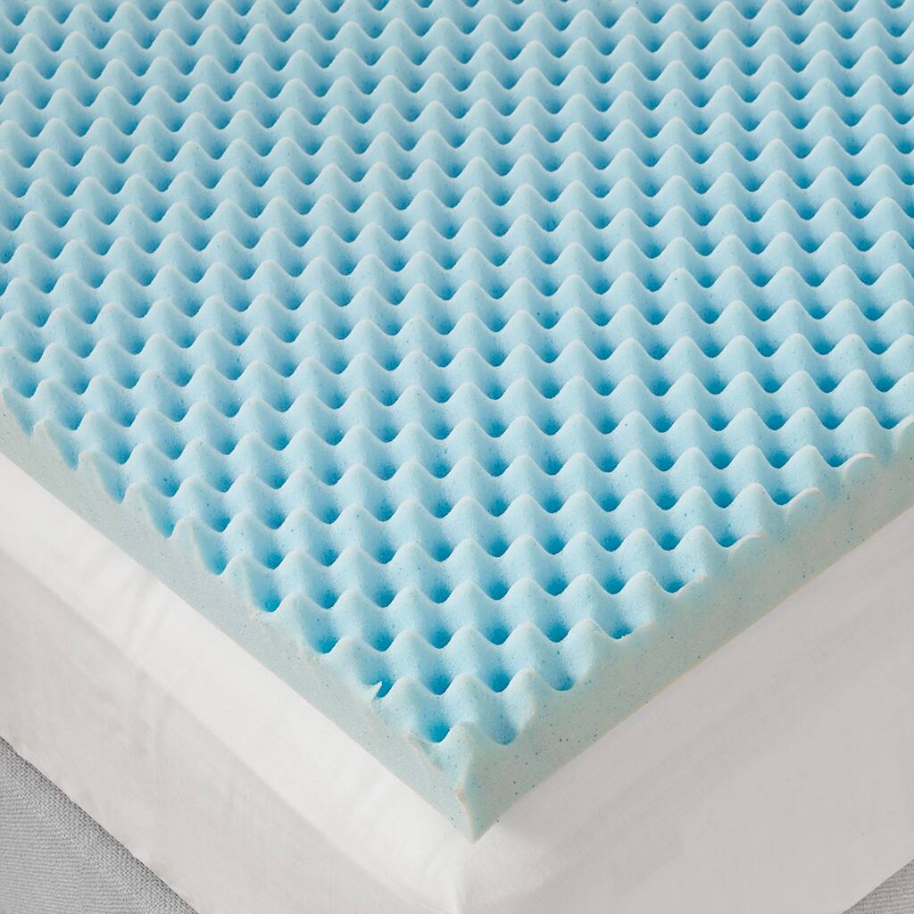 Alt View 4. Glintex - All Season Cooling Mattress Topper, Hypoallergenic Reversible Design for Pressure Relief - Blue.