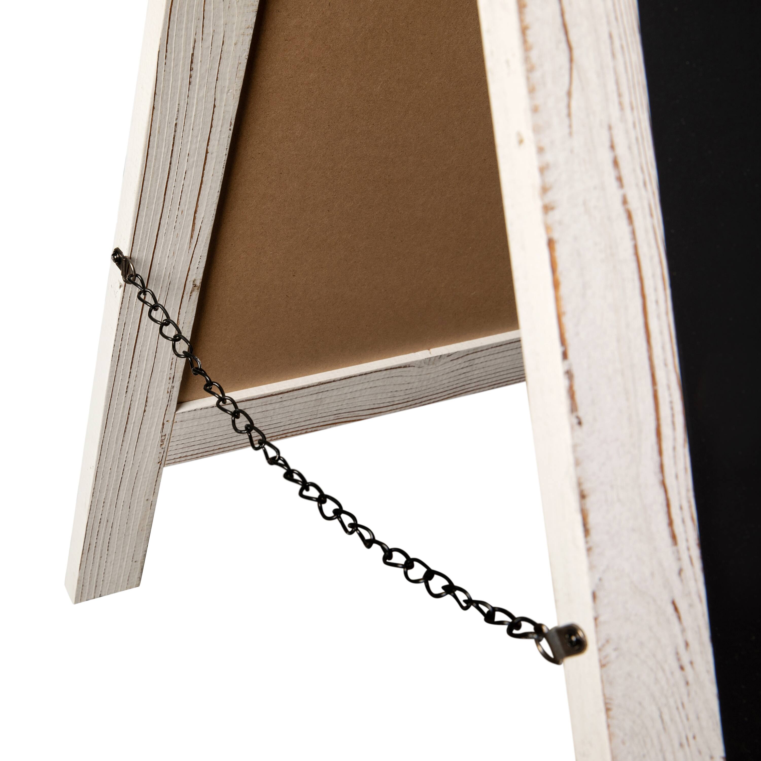 Alt View 9. Emma + Oliver - Rustic Double-Sided A-Frame Wooden Chalkboard with Magnetic Surface - White Wash.