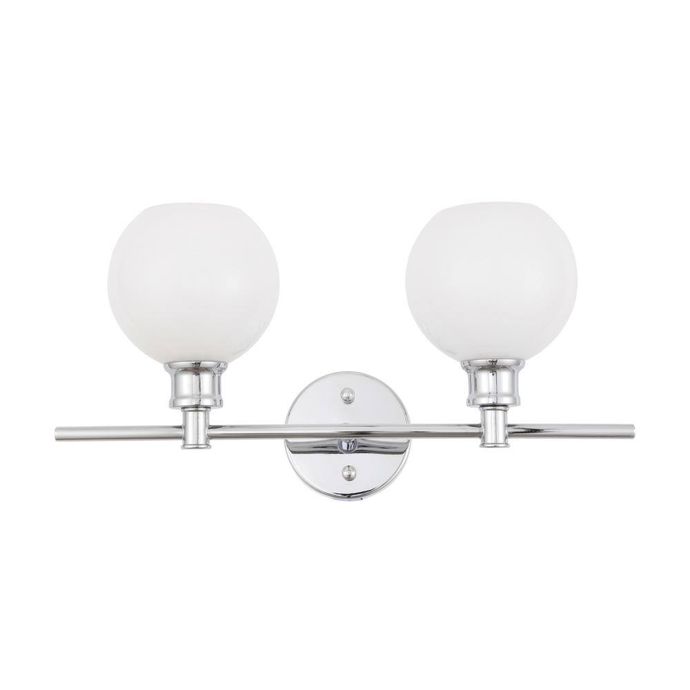 Alt View 9. Living District - Collier 2 light Chrome and Frosted white glass Wall sconce - Chrome And Frosted White Glass.
