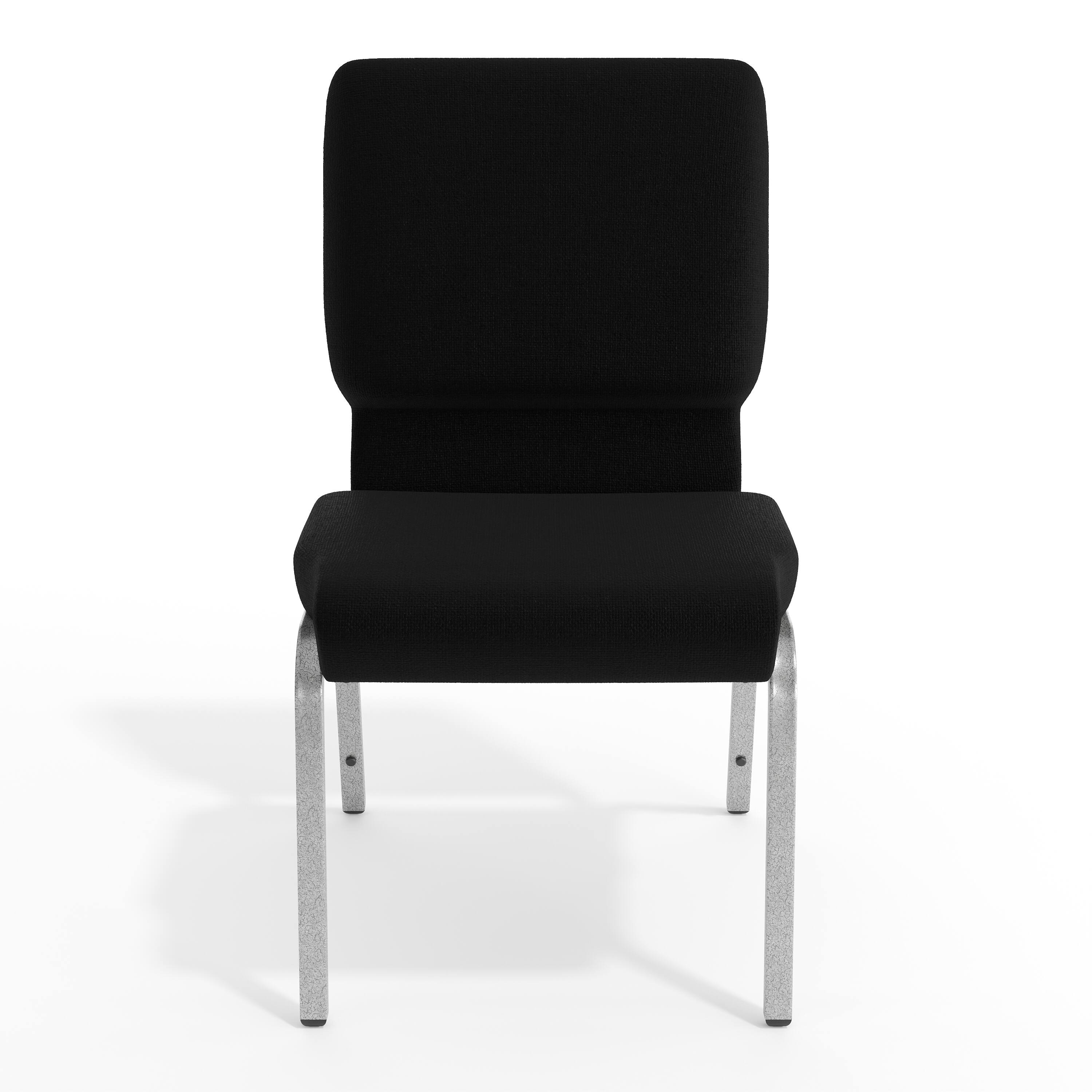 Alt View 9. Emma + Oliver - 18.5"W Stacking Church/Reception Guest Chair - Black Fabric/Silver Vein Frame.