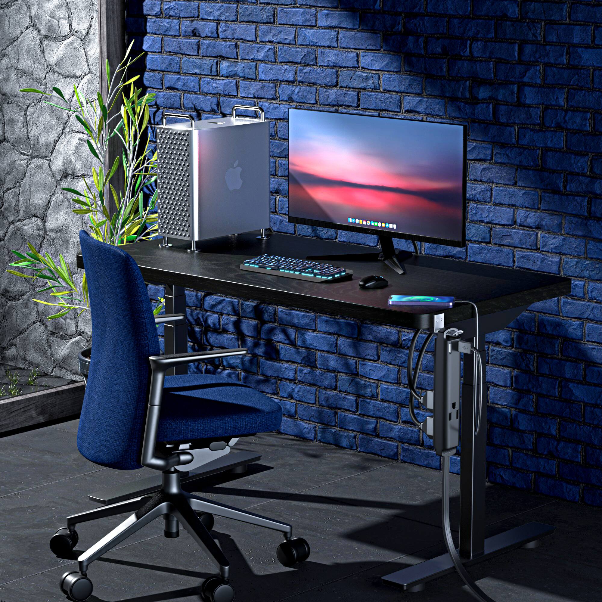 Alt View 6. Maximm - Extension Cord with USB Ports 1FT, 360° Rotating Flat Plug, 3-Outlet with USB Ports (2 Ports), 3 Prong, UL Certified - Black.