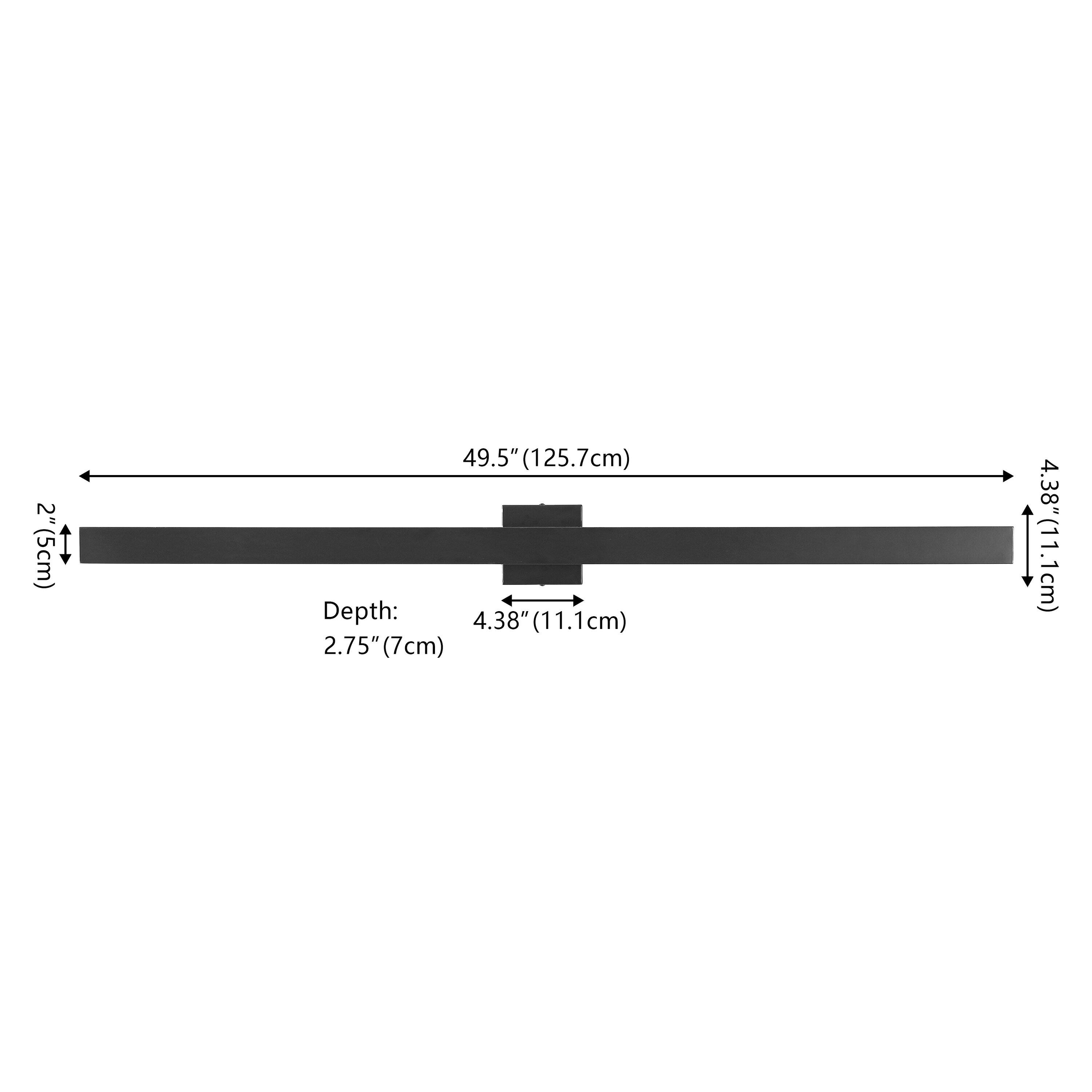 2" (5cm)  
1 49.5" (125.7cm)  
Depth: 4.38" (11.1cm)  
2.75" (7cm)  
4.38" (11.1cm)