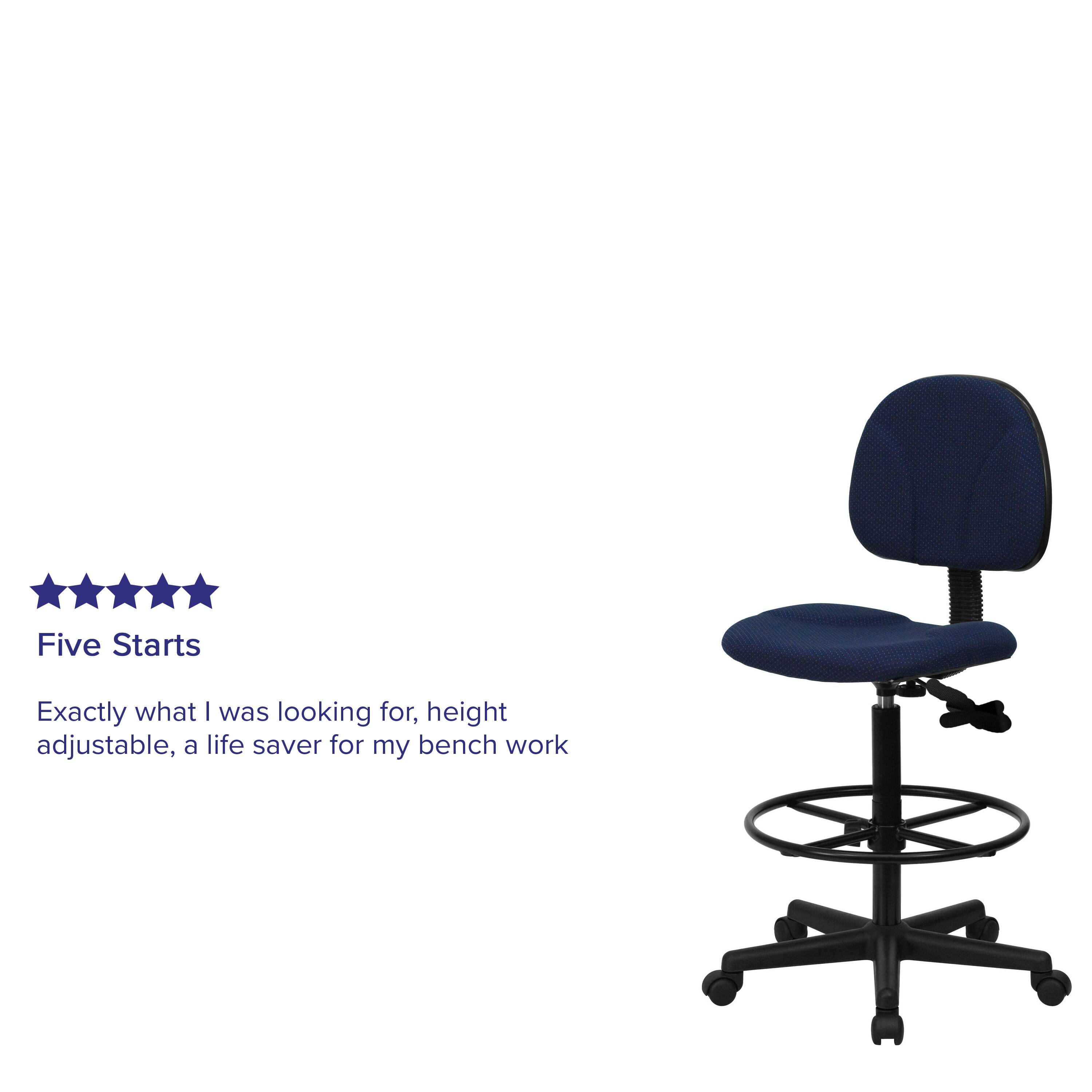 Five Stars

Exactly what I was looking for, height adjustable, a life saver for my bench work