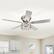 Alt View 6. Breezary - 52'' Flush Mount Ceiling Fan with Light Kit, Low Profile Indoor Crystal Fan, 5 Blades, 6-Speed DC Motor, Remote, Timer - Chrome with Silver Blades.