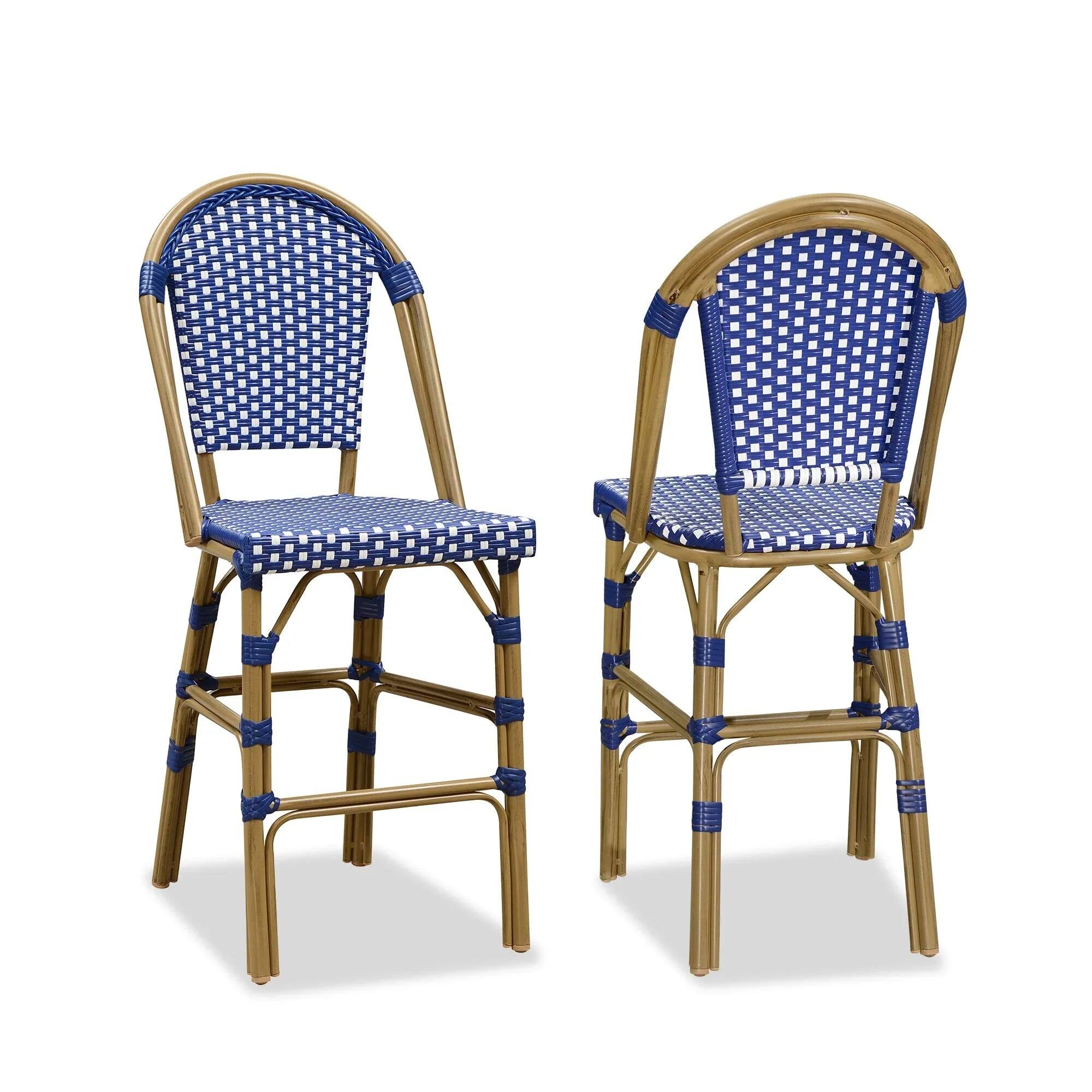 Bamboo Pattern/Royal Blue-Counter Stool