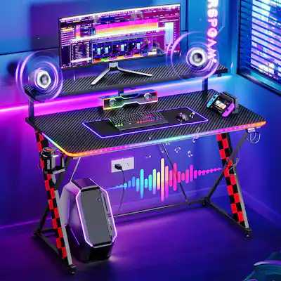 Bureau Gaming Table Gizmo MY SIT - LED Lumières - Support pour Casque Bureau Gaming Table Gizmo MY SIT - LED Lumières - Support pour Casque