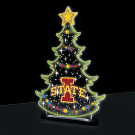 Evergreen Enterprises - Iowa State Cyclones 10" LED Tabletop Christmas Tree Desklite Sign - Green