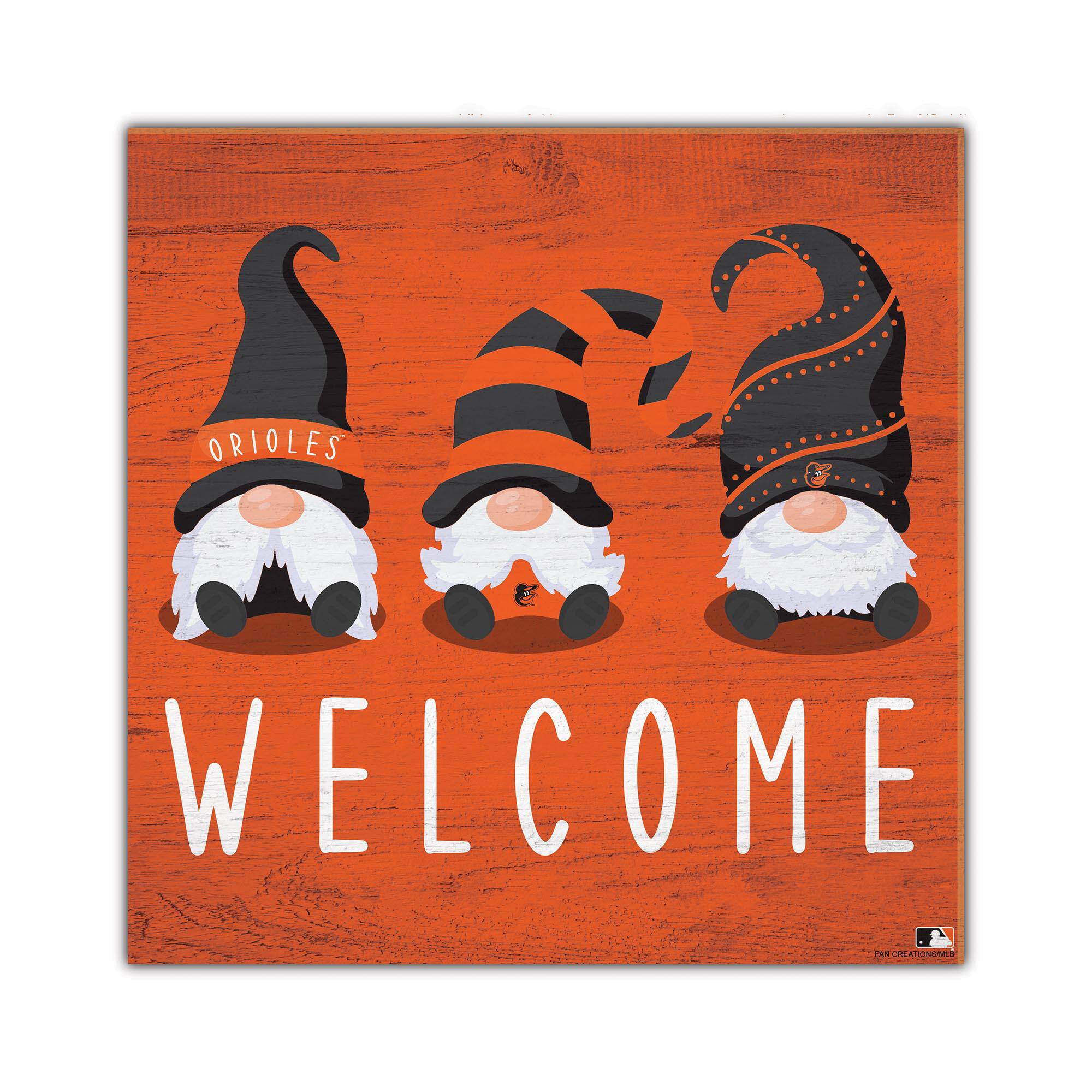 Baltimore Orioles 10'' x 10'' Welcome Gnomes Sign