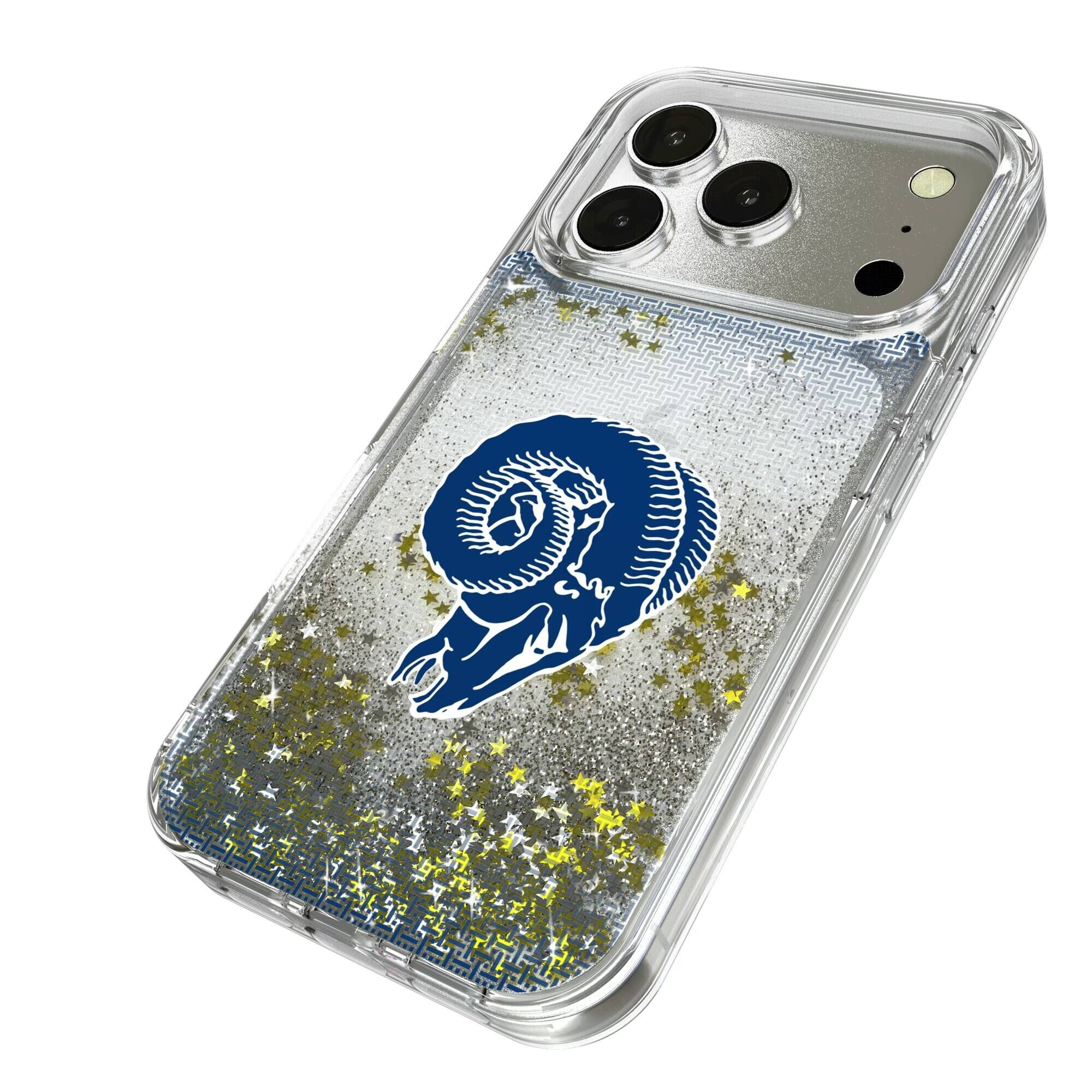 Alt View 1. Keyscaper - Los Angeles Rams Linen Logo iPhone Glitter Case - 13 - Multicolor.