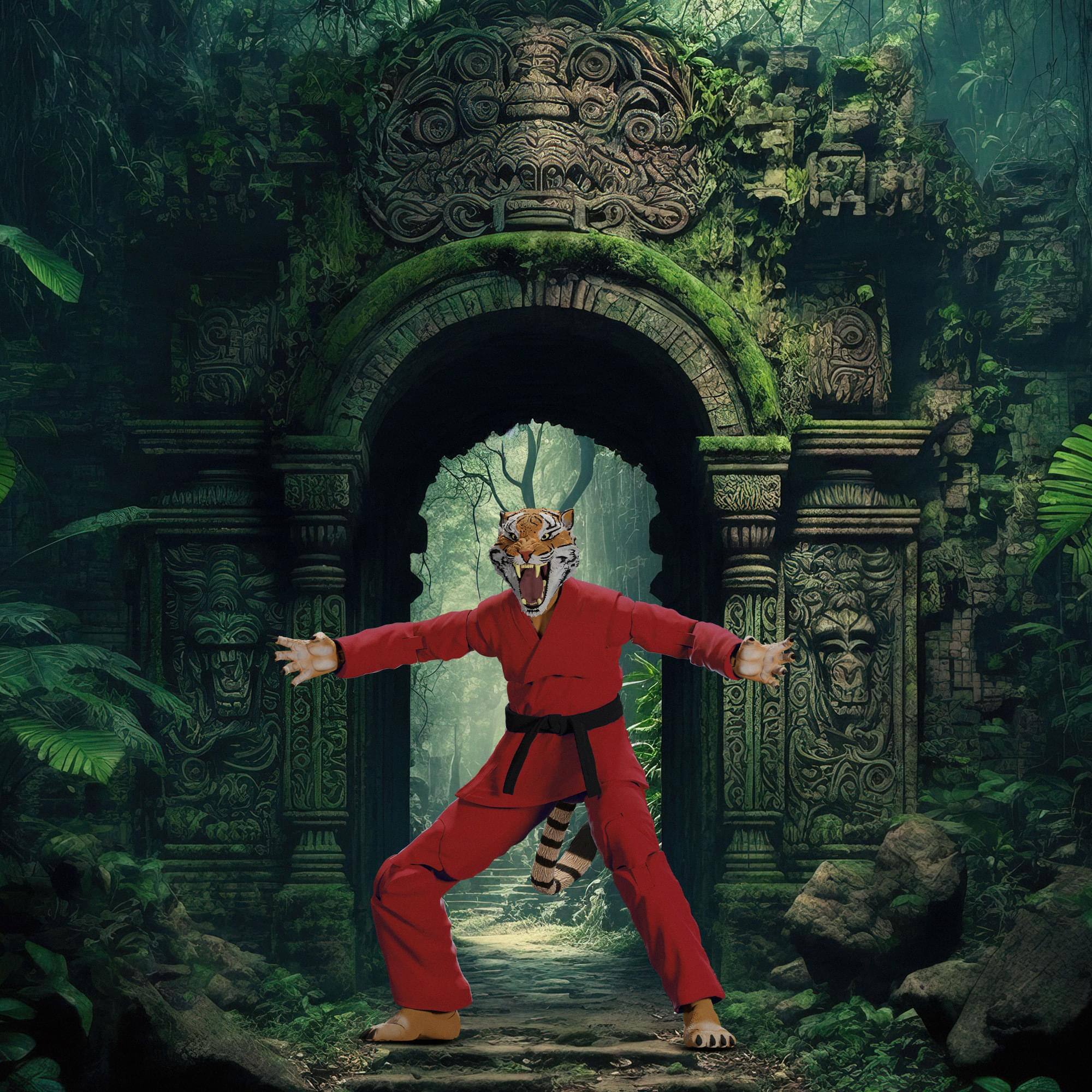 Alt View 3. Icon Heroes - Zoo Jitsu Fighters 6 Inch Action Figure | Tiago the Tiger with Red Gi - Red.