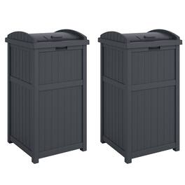 Suncast - 30 Gallon Hideaway Trash Waste Bins for Outdoor, (2 Pack) - Cyberspace