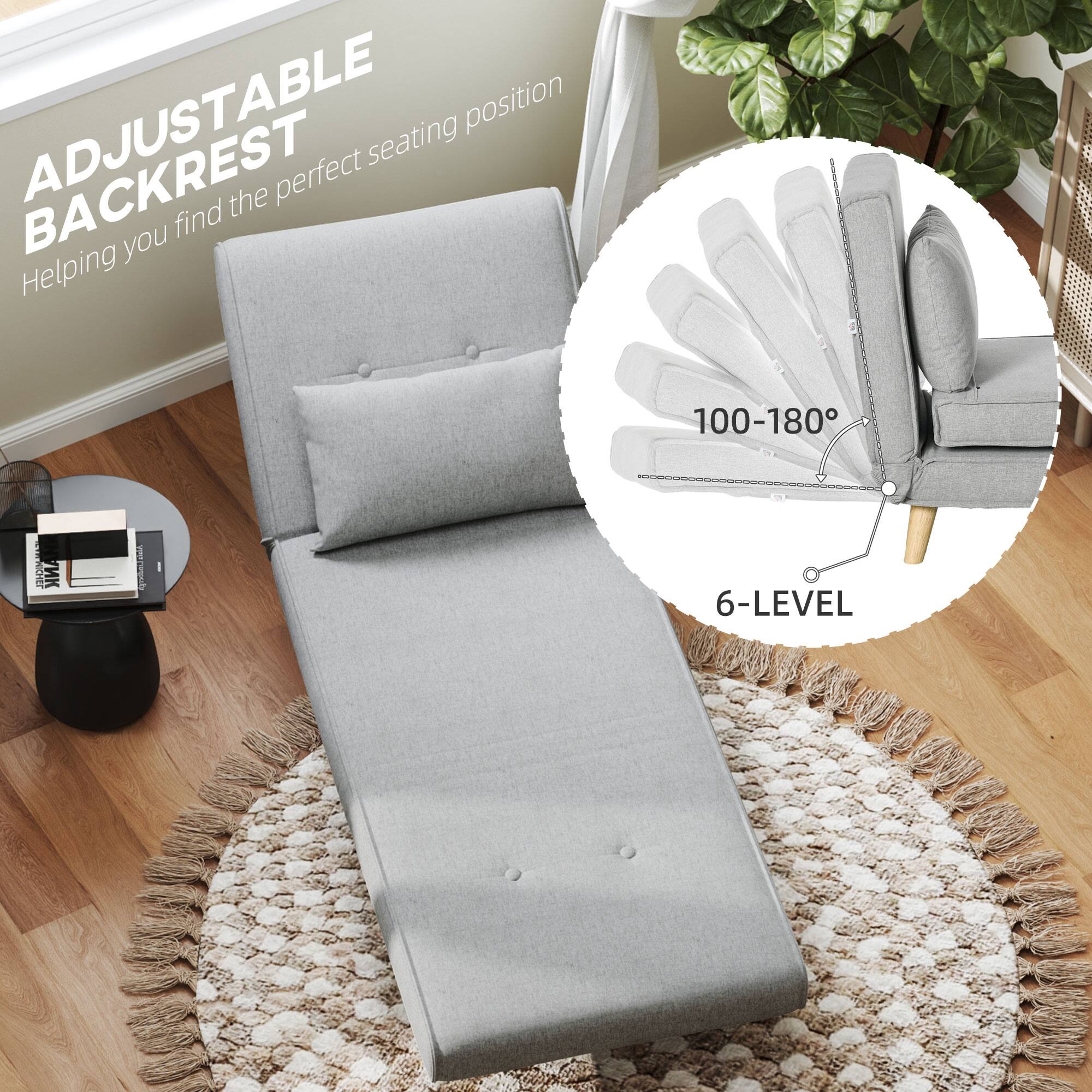 ADJUSTABLE BACKREST  
Helping you find the perfect seating position  

100-180°  
6-LEVEL