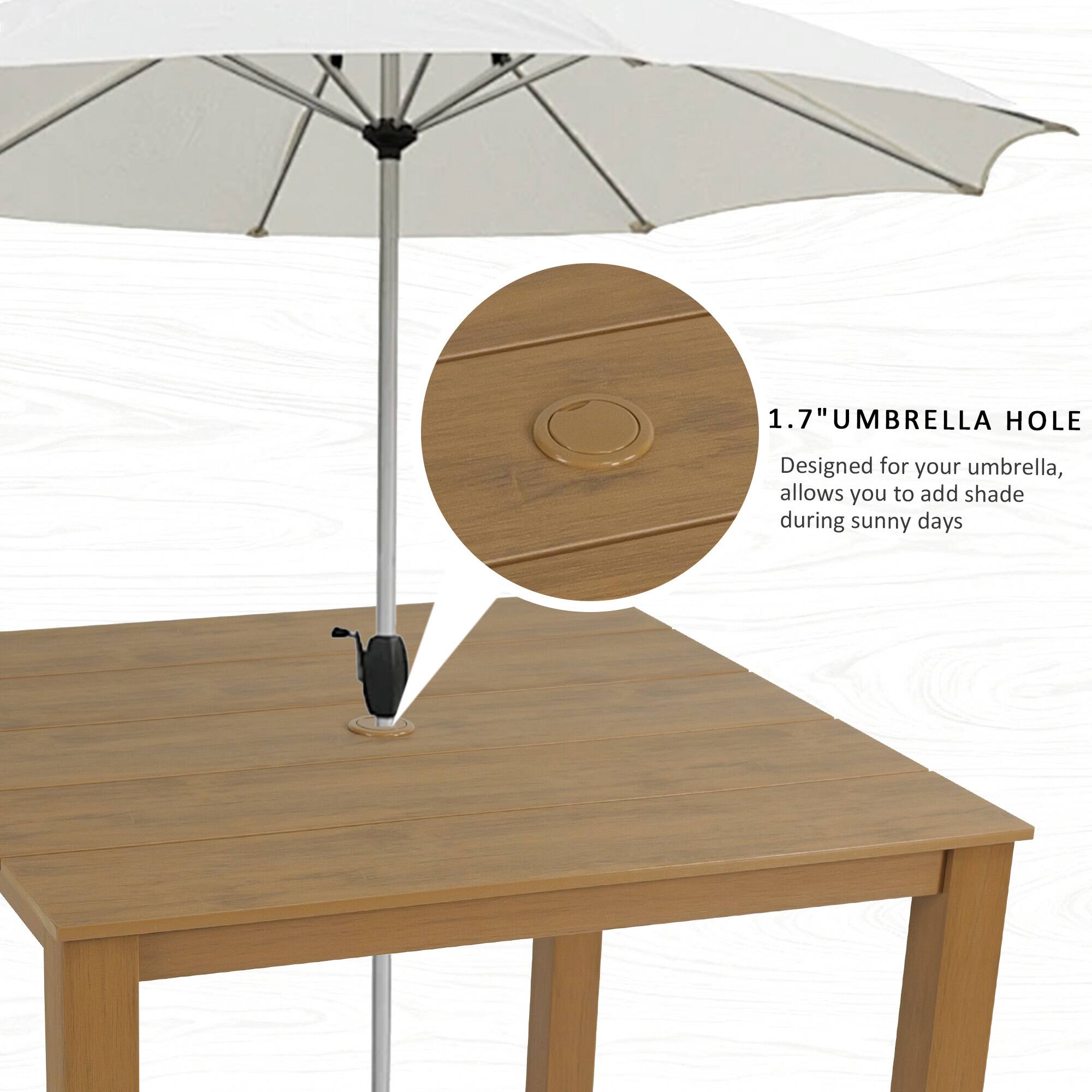 1.7" UMBRELLA HOLE  
Designed for your umbrella, allows you to add shade during sunny days