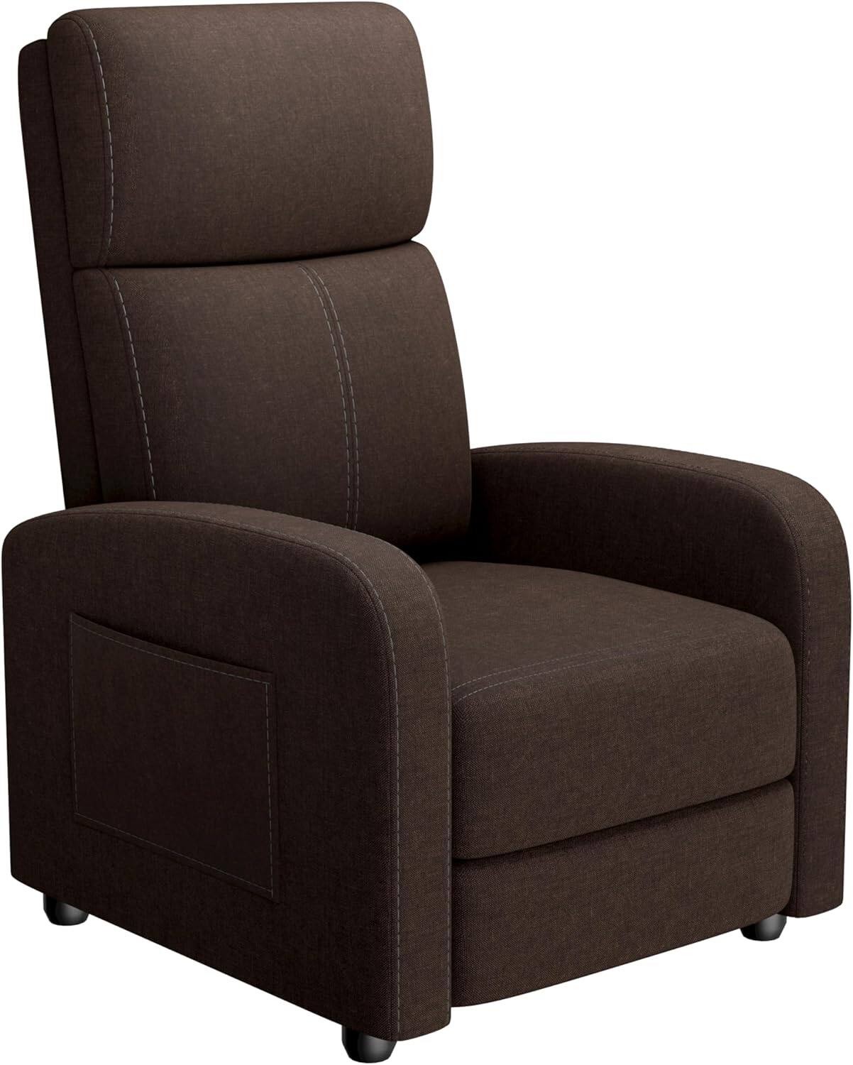 Alt View 3. Acekool - Linen Fabric Manual Recliner Chair,Adjustable Push Back Recliner,Lazy Lounge Chair for Living Room,Home Theater,Bedroom - Brown.