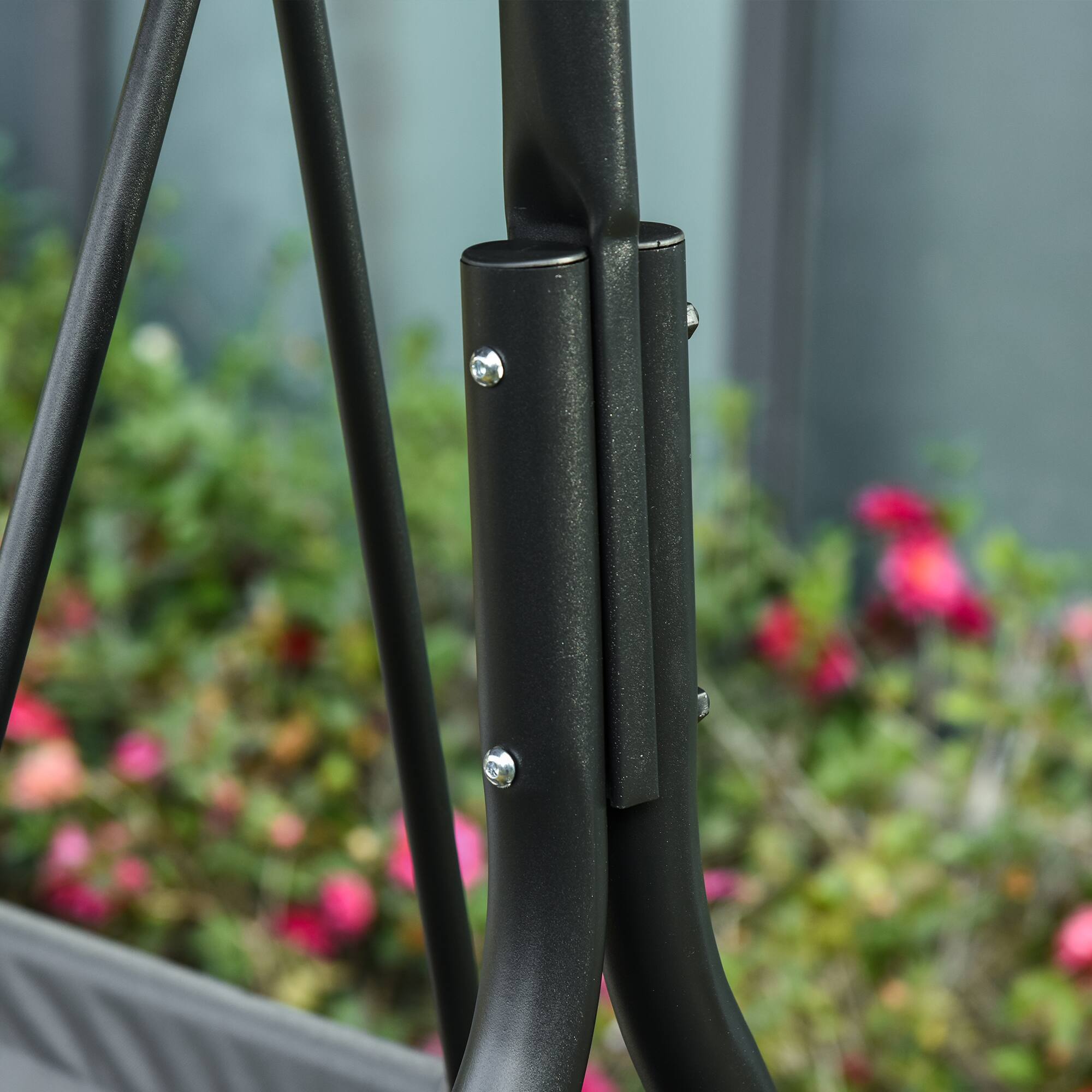 Alt View 4. Outsunny - Outsunny 3-Person Porch Swing with Stand, Outdoor Swing for Patio Porch with Adjustable Tilt Canopy - Grey.