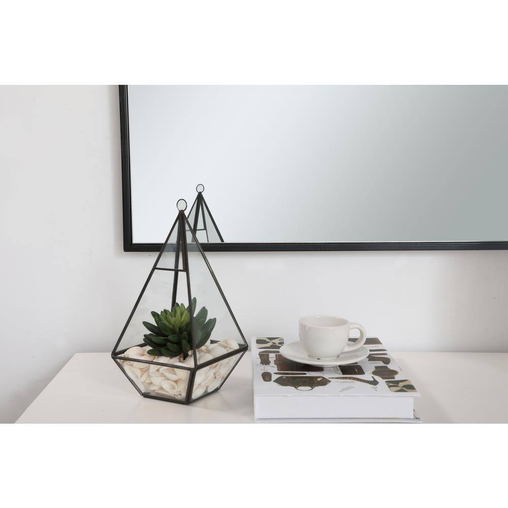 Back. Elegant Decor - Metal frame rectangle mirror 30 inch in Black - Black.