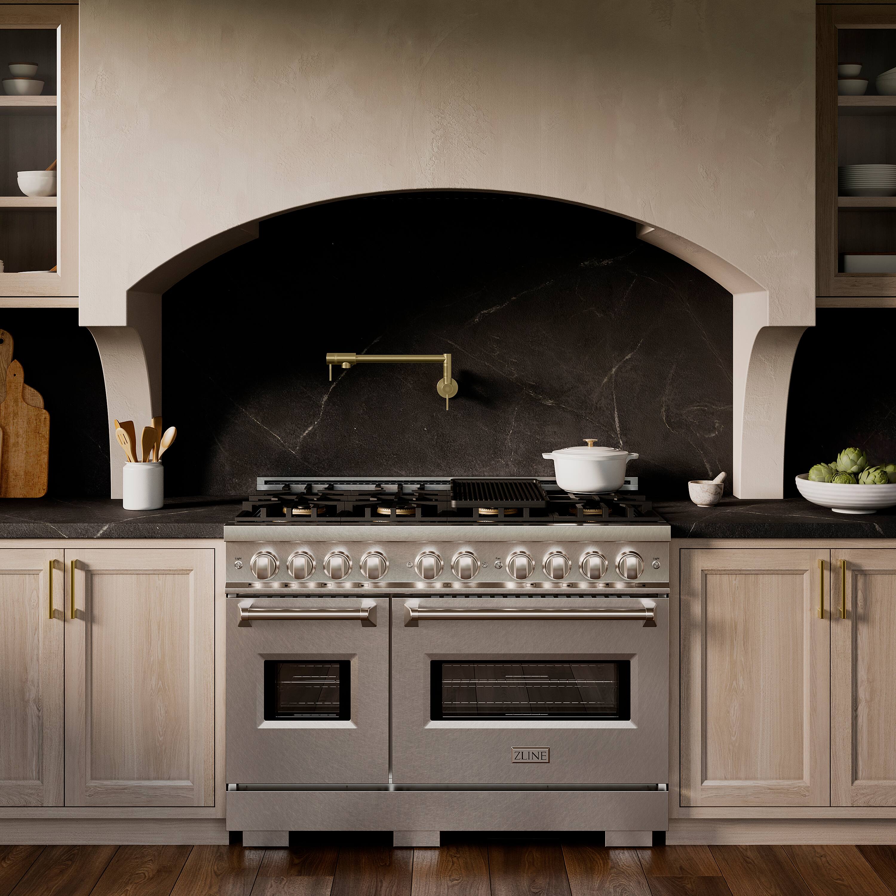 Alt View 5. ZLINE - 48 in. 6.7 cu. ft. Classic Freestanding Dual Fuel Range with 8 DuoPro Burners and Dual Ovens in Satin Stainless Steel - Satin Stainless Steel.