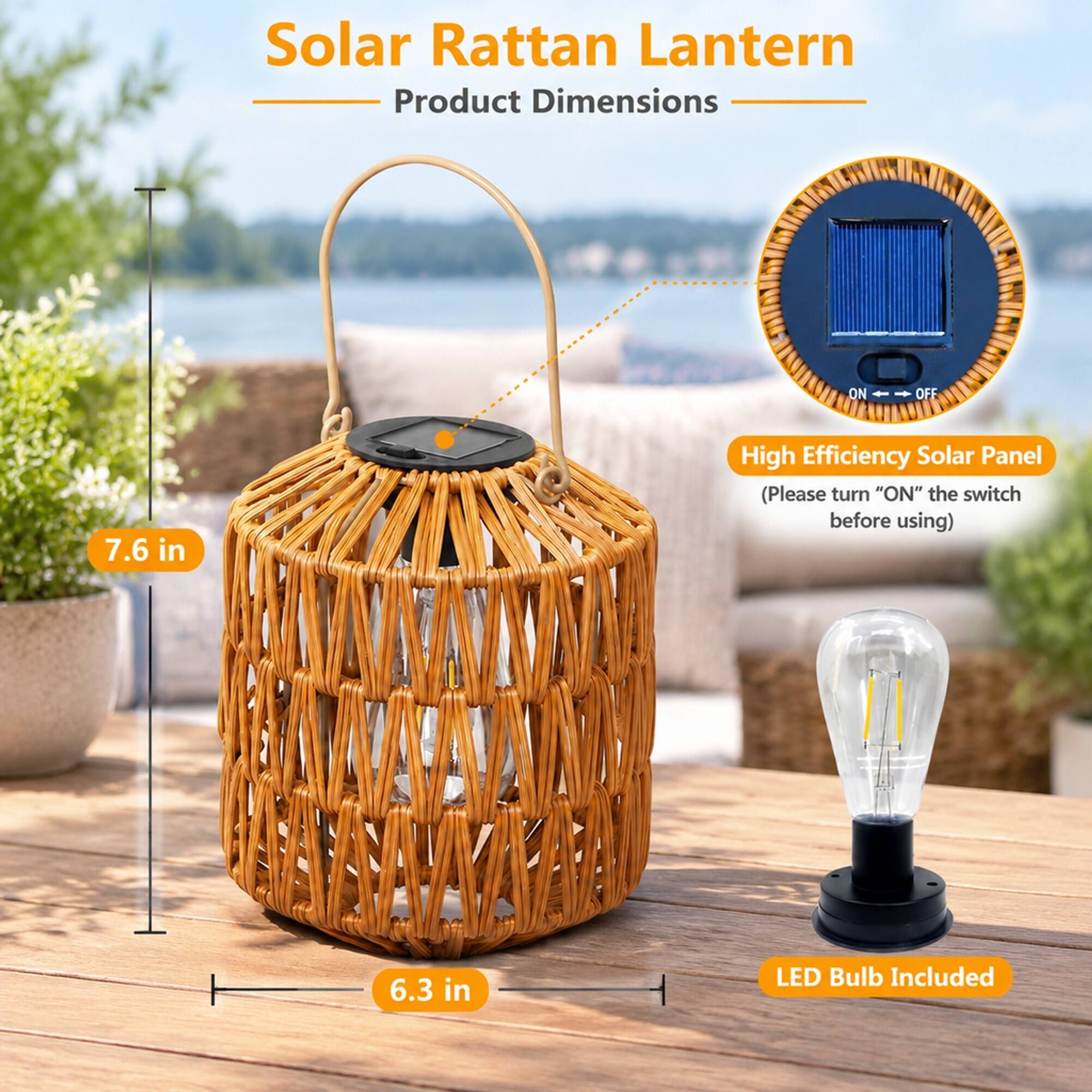 RYHNUYNE 2 Pack Waterproof Rattan Solar Lanterns for Yard, Outdoor ...