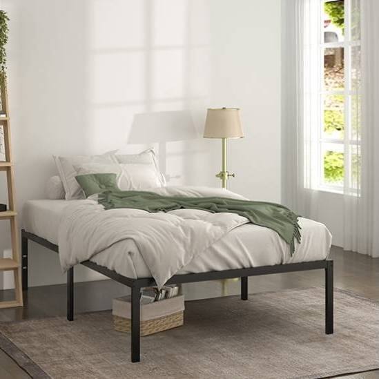 Left. Hivvago - Hivvago Twin 18-inch High Metal Platform Bed Frame with Under-bed Storage Space - Black.