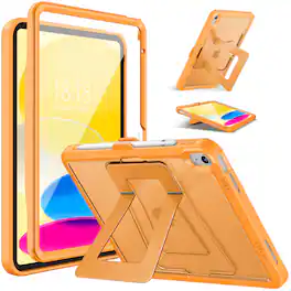 DTTO - Rugged Case with Stand & Screen Protector for iPad 10th Gen 10.9" (2022) / 11th Gen 11" (2025) - Orange