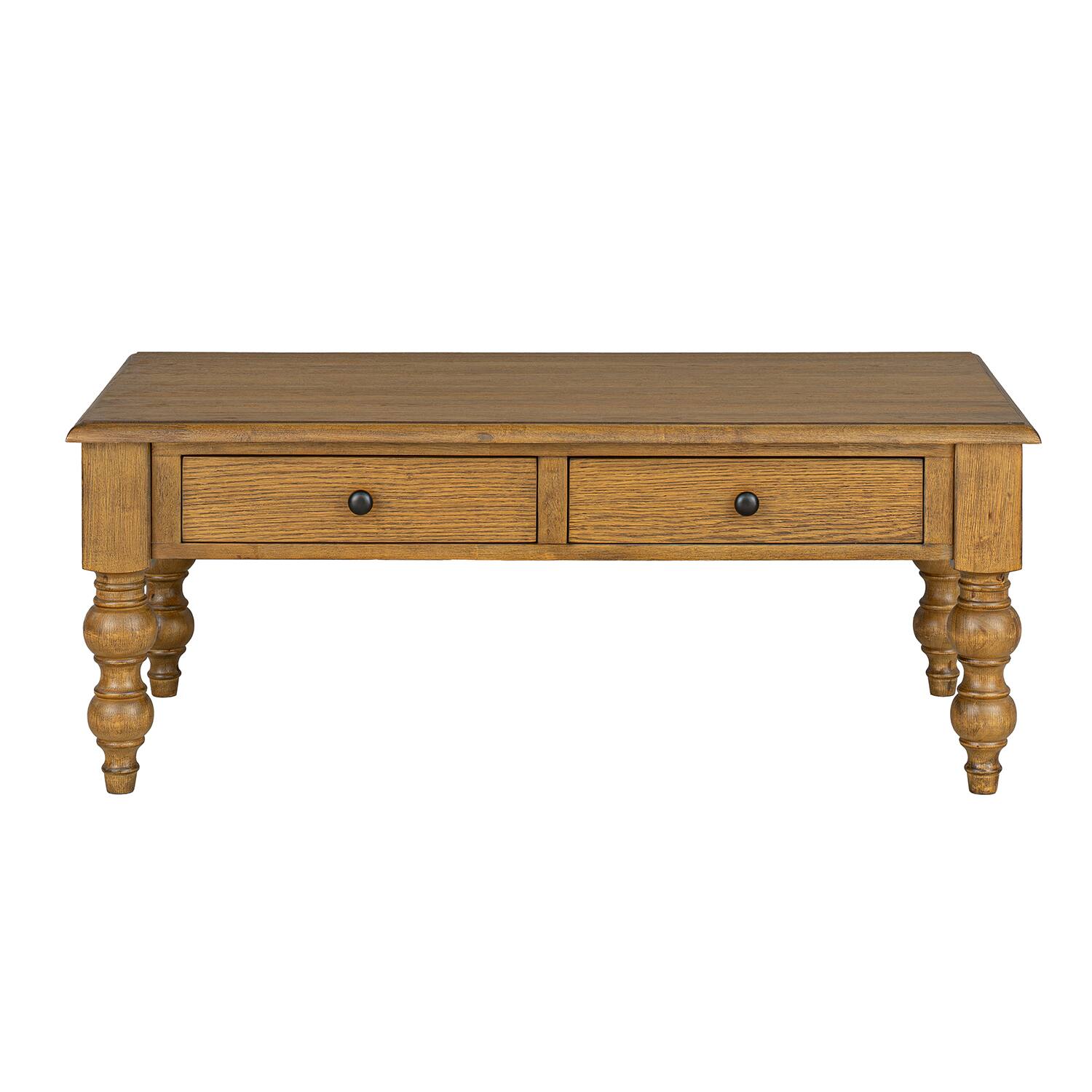 Front. ROME + OAK - ROME + OAK Stratford Rectangular Wood Cocktail Table w/ Drawers, Natural Oak - Natural Oak.
