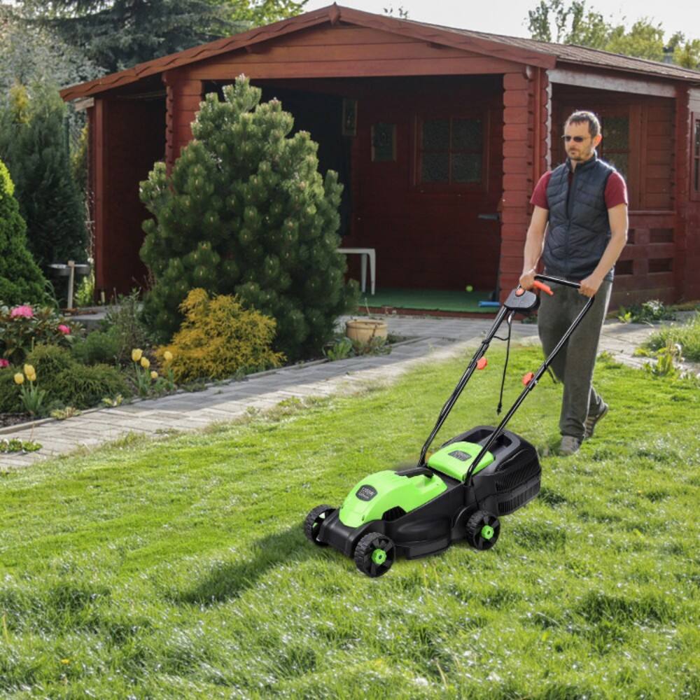 Alt View 1. Sugift - 13 Inch Electric Push Lawn Corded Mower with Grass Bag - Green.