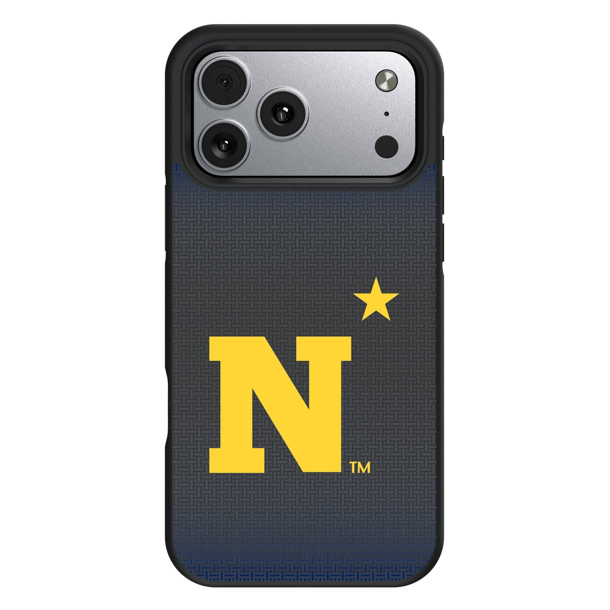 Front. Keyscaper - Navy Midshipmen Bump Case with 8.2ft Drop Protection - 16 Pro Max - Black.