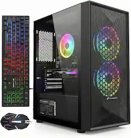 STGAubron - Gaming PC Desktop, Radeon RX 550 4G GDDR5 Graphics, Intel Core i5 up to 3.6GHz, 16G RAM, 512GB SSD, WIN11H - Black