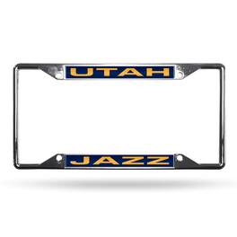 Rico Industries - Utah Jazz NBA All Corner EZ View Chrome Metal Laser Cut License Plate Frame - Multi