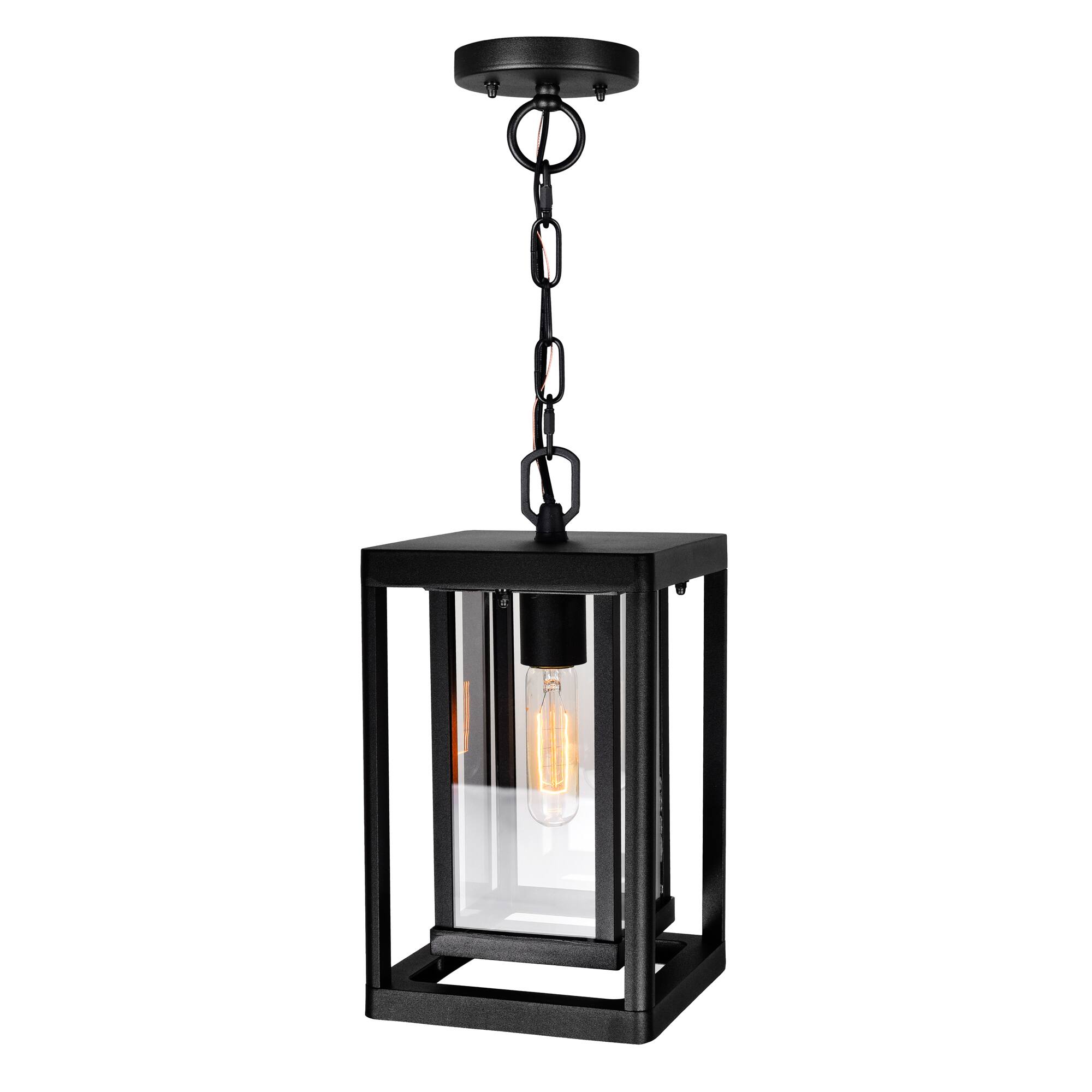 Alt View 1. CWI Lighting - Mulvane 1 Light Black Outdoor Hanging Light - Black.