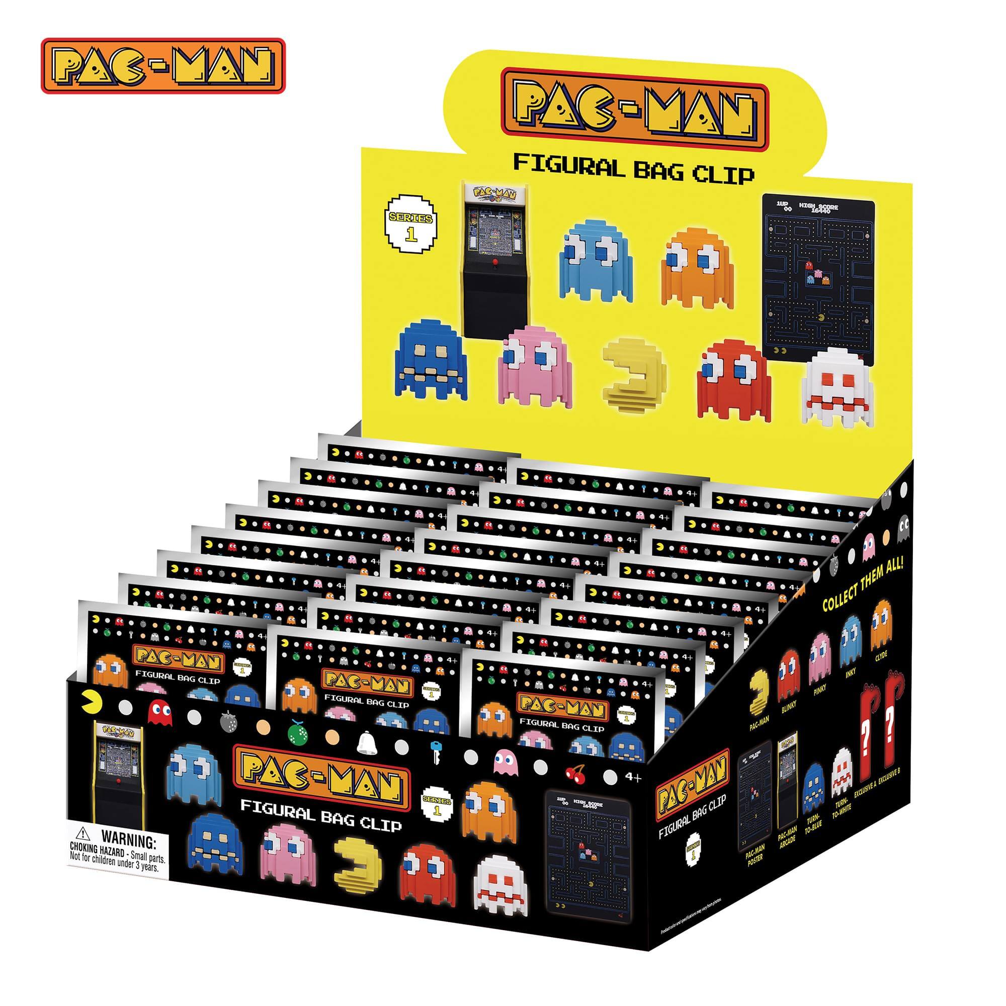 PAC-MAN  
PAC-MAN FIGURAL BAG CLIP 0234 = KID! to SCORE 15440 SERIES  
PAC-MAN FIGURAL BAG CLIP PAC-MAN FIGURAL BAG CLIP PAC-MAN FIGURAL SEALS BAG CLIP CHOKING WARNING: ORASAH Not for children Small parts. under 100 years.  
PAC-MAN FIGURAL BAG CLIP 4+ PAC YAY BAG CLIP FIGURAL  
THEM ALL! COLLECT POLICE SILUSIES