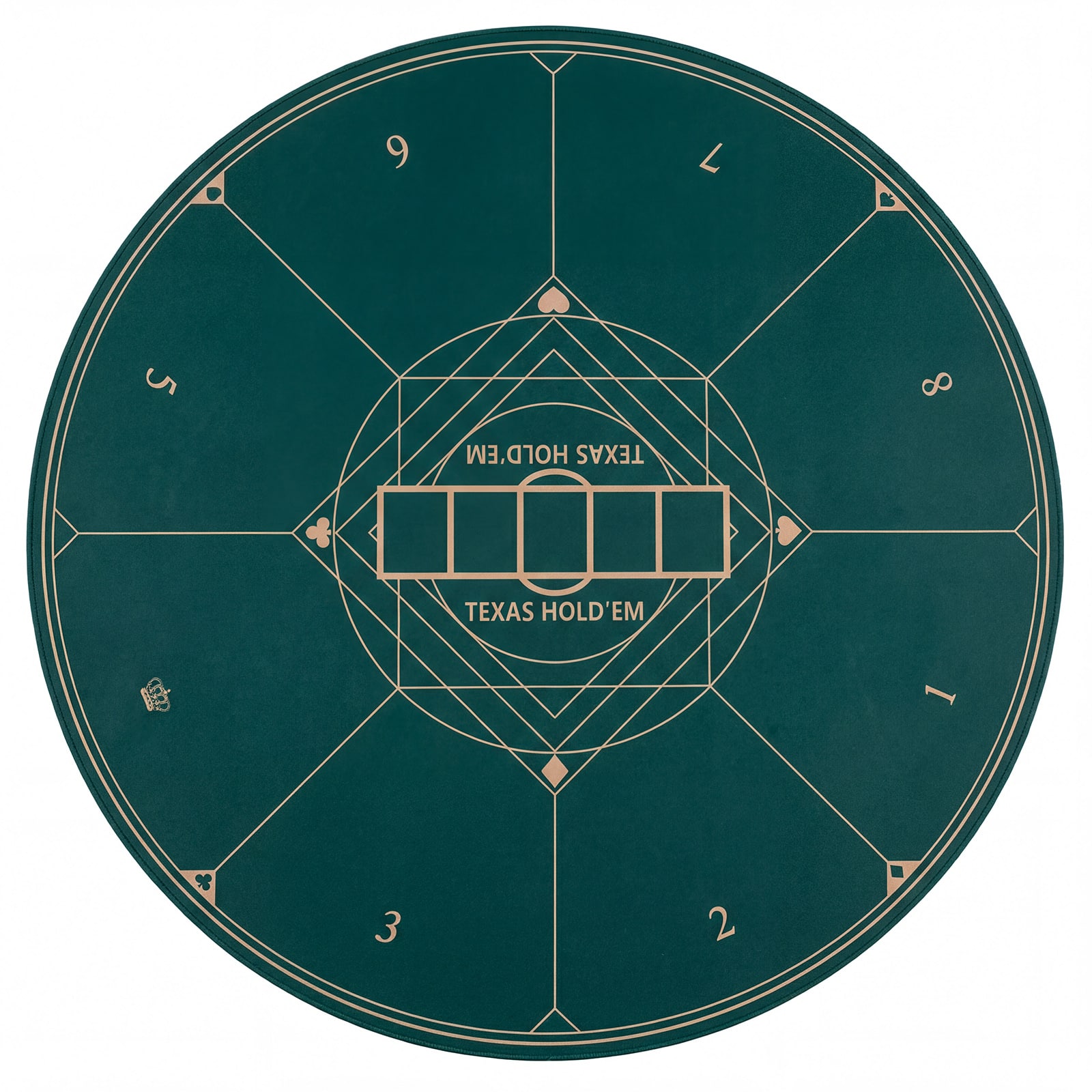 Gymax - Round Poker Mat for Texas Hold'em 55'' 8-Player Poker Table Top for Casino - Green