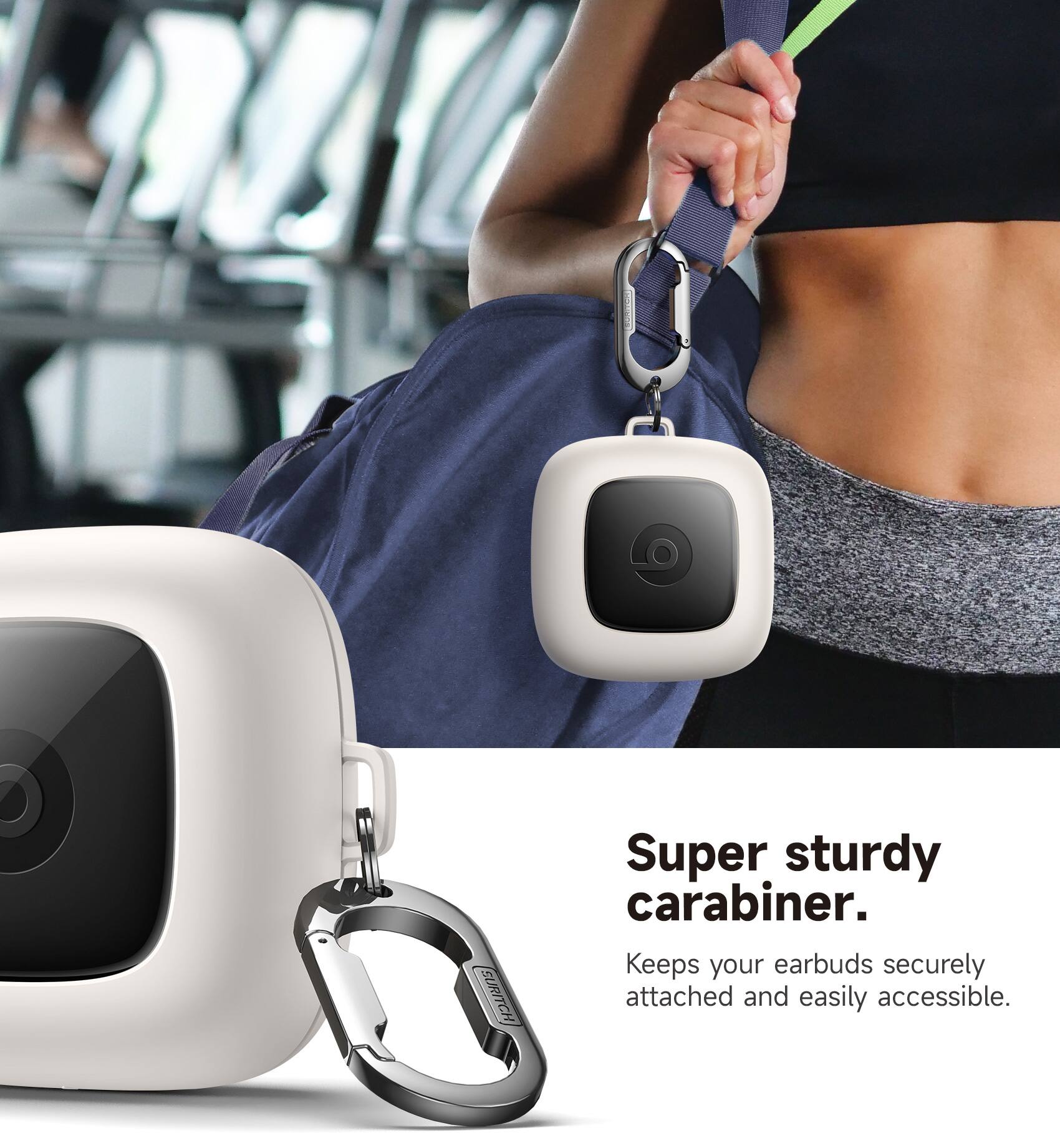 EURITCH Super sturdy carabiner. Keeps your earbuds securely attached and easily accessible.