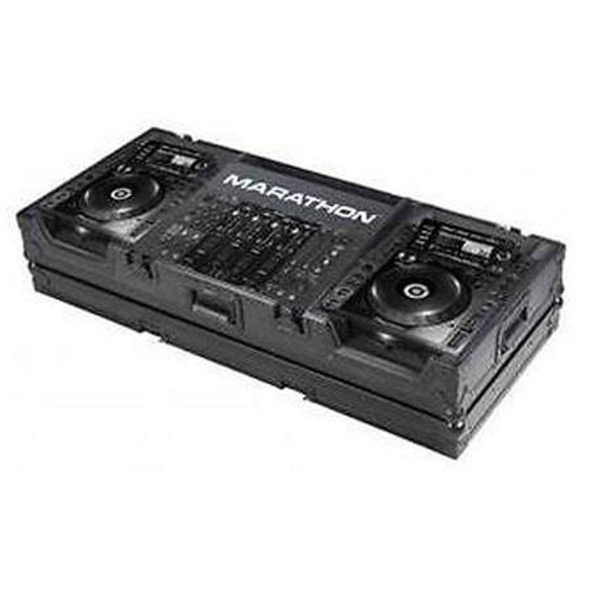 Front. Marathon - Marathon Flight Road Black Series Coffin Case for 2x Large Format Pioneer CDJ200 CD Players Plus 19" Mixers.