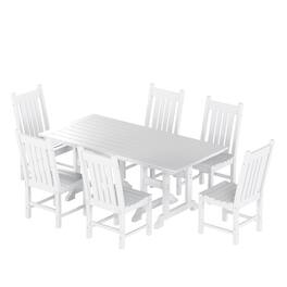 WestinTrends - Malibu 7 Piece Outdoor Patio Dining Set Outdoor Table and Chair Set - White