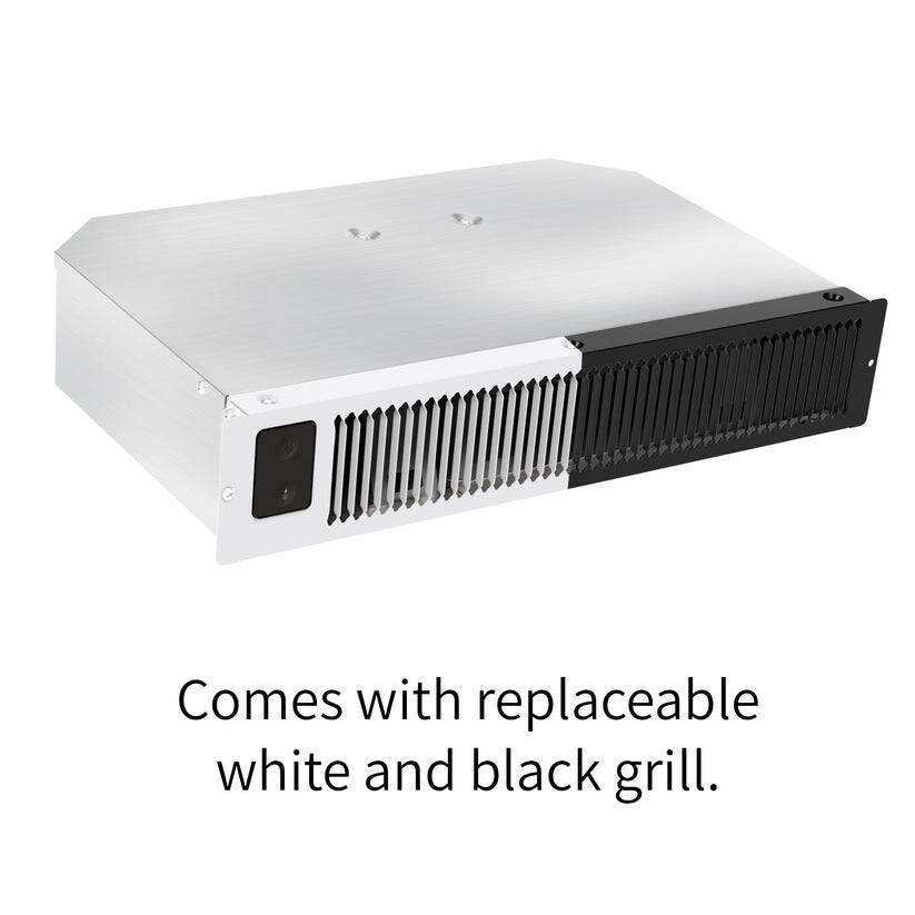 Comes with replaceable white and black grill.