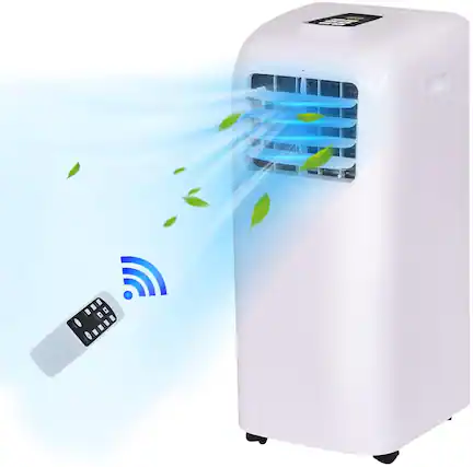 Front. Gymax - Gymax 8000BTU Portable Air Conditioner Cooling Fan Dehumidifier ASHRAE w/ Remote Control - White.