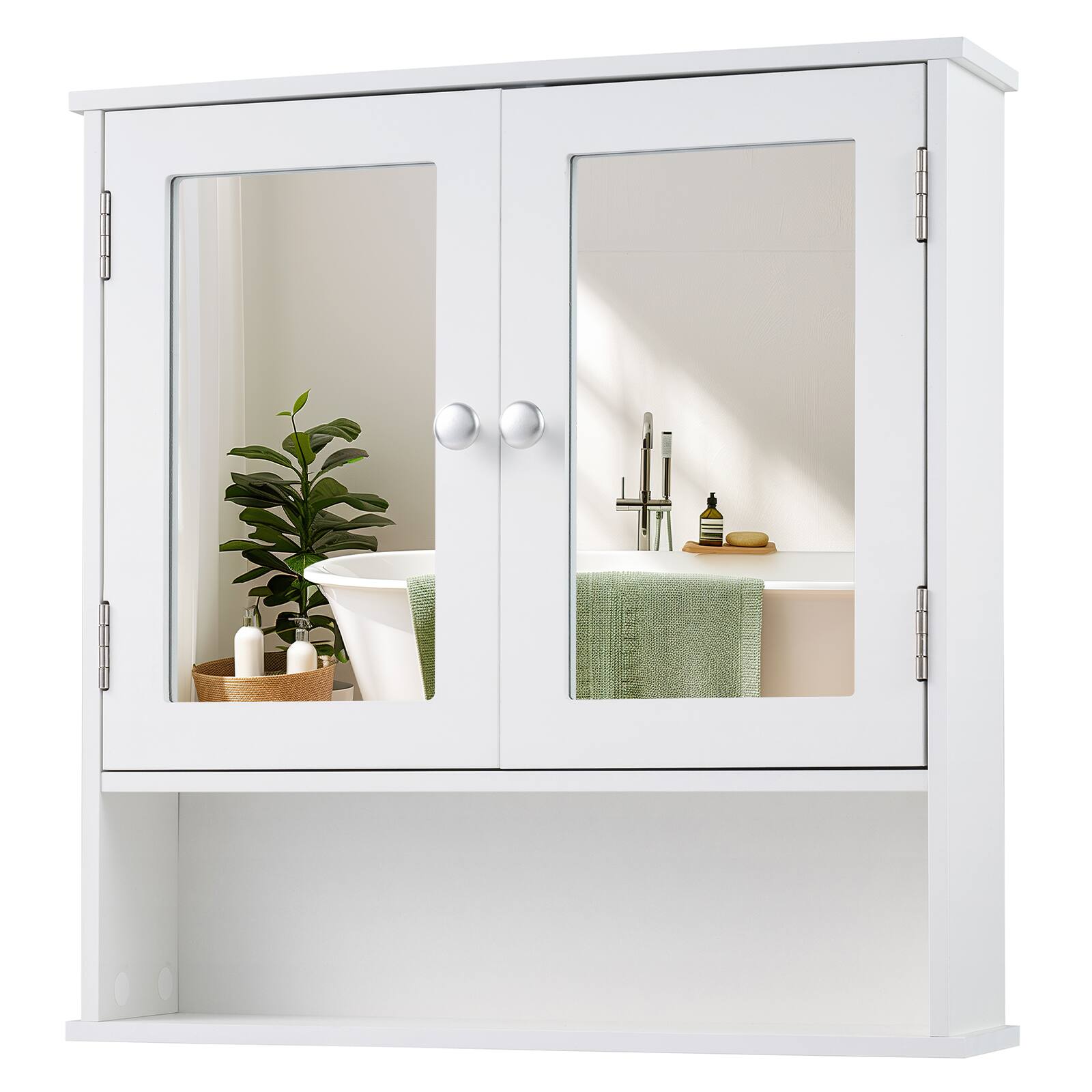 Alt View 9. Costway - Costway New Bathroom Wall Cabinet Double Mirror Door Cupboard Storage Medicine Cabinet Shelf - White.