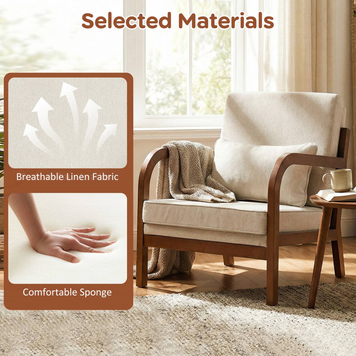 Selected Materials

- Breathable Linen Fabric
- Comfortable Sponge