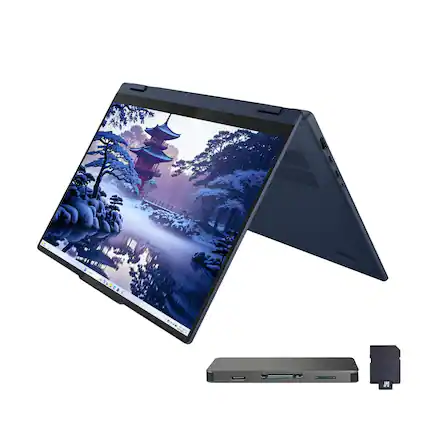Front. Lenovo - Lenovo IdeaPad 5i 2-in-1 16" WUXGA Touch Laptop,Intel Ultra 7 255U,32GB RAM,1TB SSD+1TB Dock Set,Win 11,Backlit,Blue - Blue.